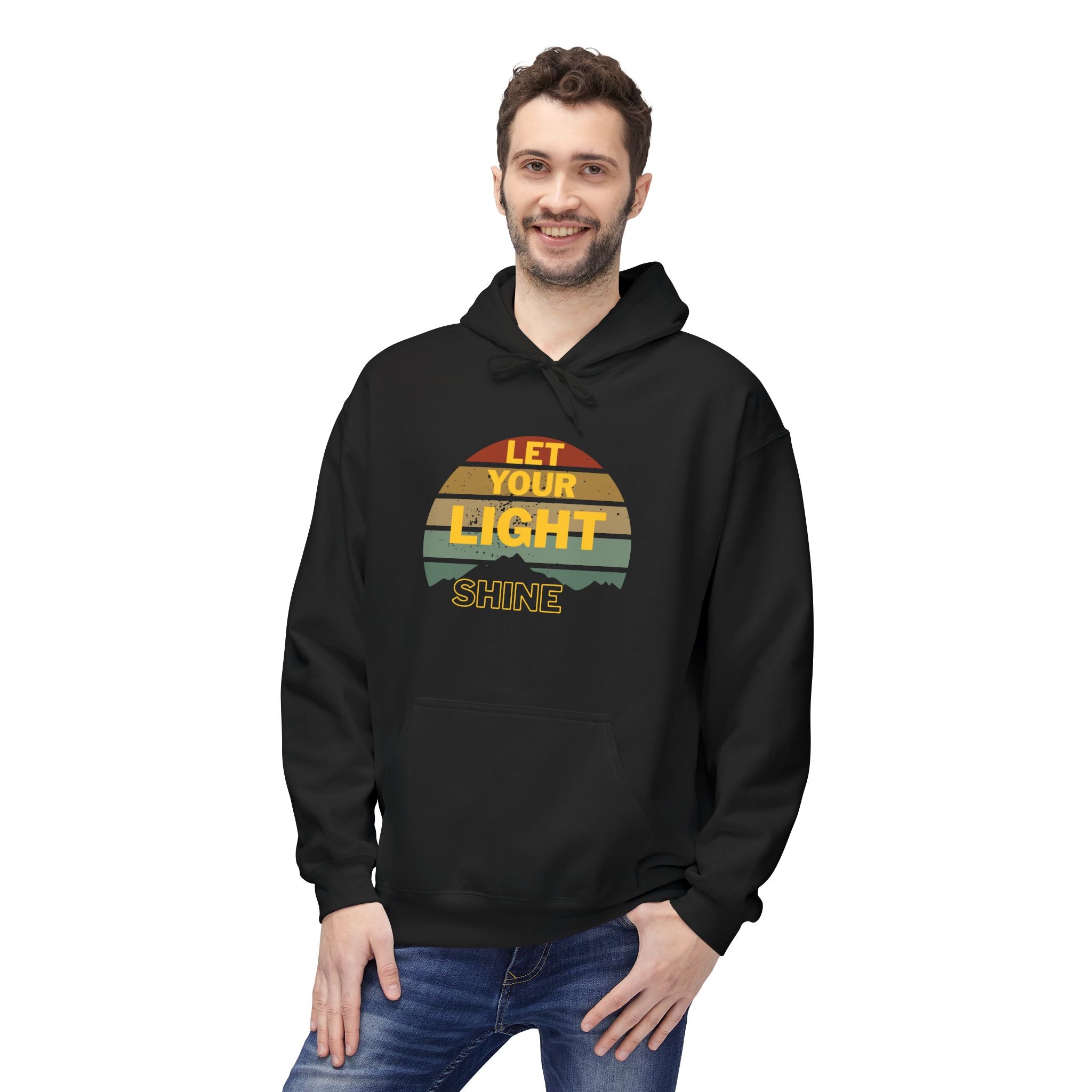 Let Your Light Shine Hoodie – Retro Christian Sweatshirt, Faith Quote Pullover, Inspirational Gift for Men & Women, Unisex Midweight Softstyle Fleece Hoodie