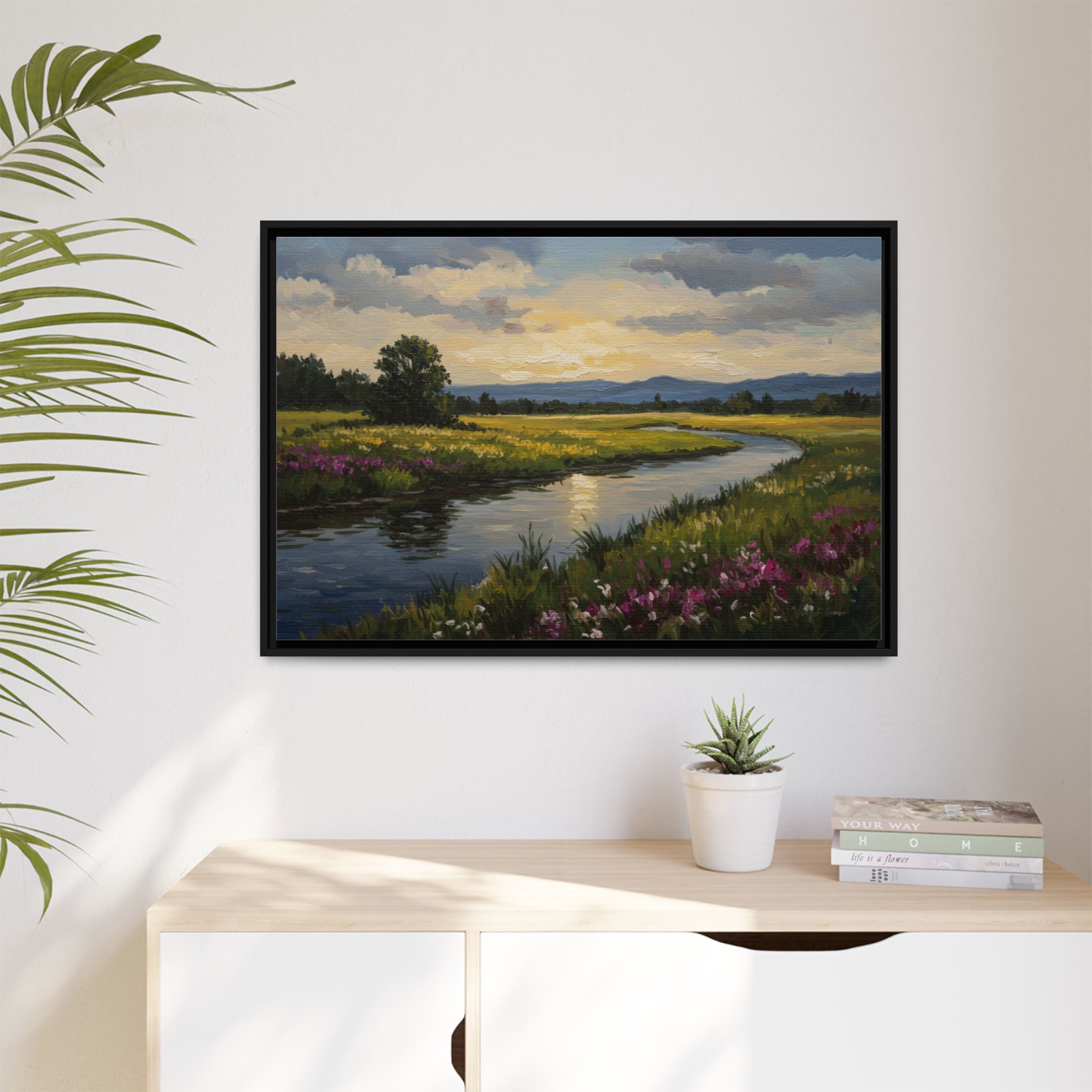 Framed Landscape Art Print, Matte Canvas Wall Decor, Nature Inspired Home Decor, Gift for Nature Lovers, Office Wall Art