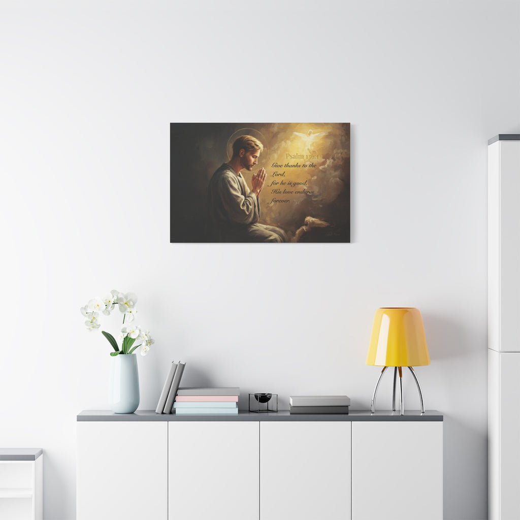 Inspirational Canvas Wall Art, Psalm 136:1, Religious Home Decor, Faith-Based Gift, Christian Wall Art, Uplifting Decor