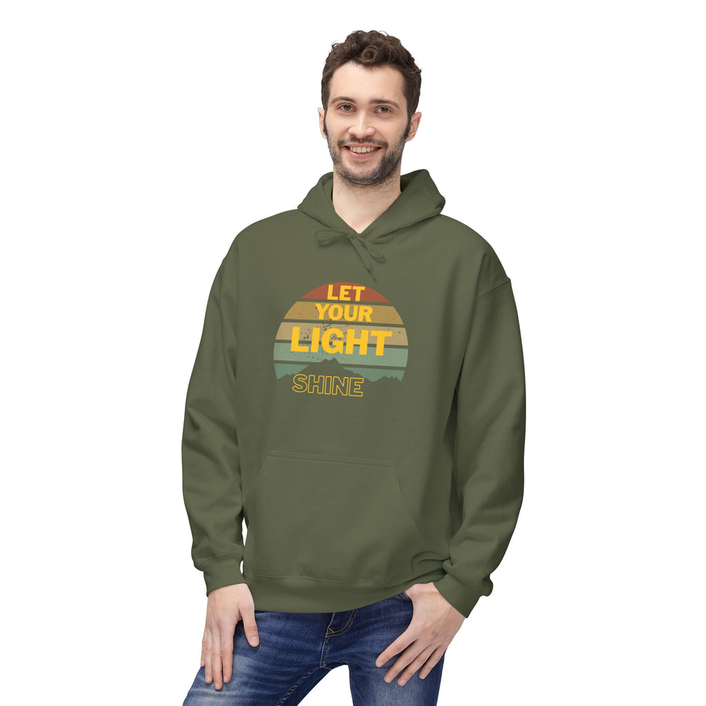 Let Your Light Shine Hoodie – Retro Christian Sweatshirt, Faith Quote Pullover, Inspirational Gift for Men & Women, Unisex Midweight Softstyle Fleece Hoodie