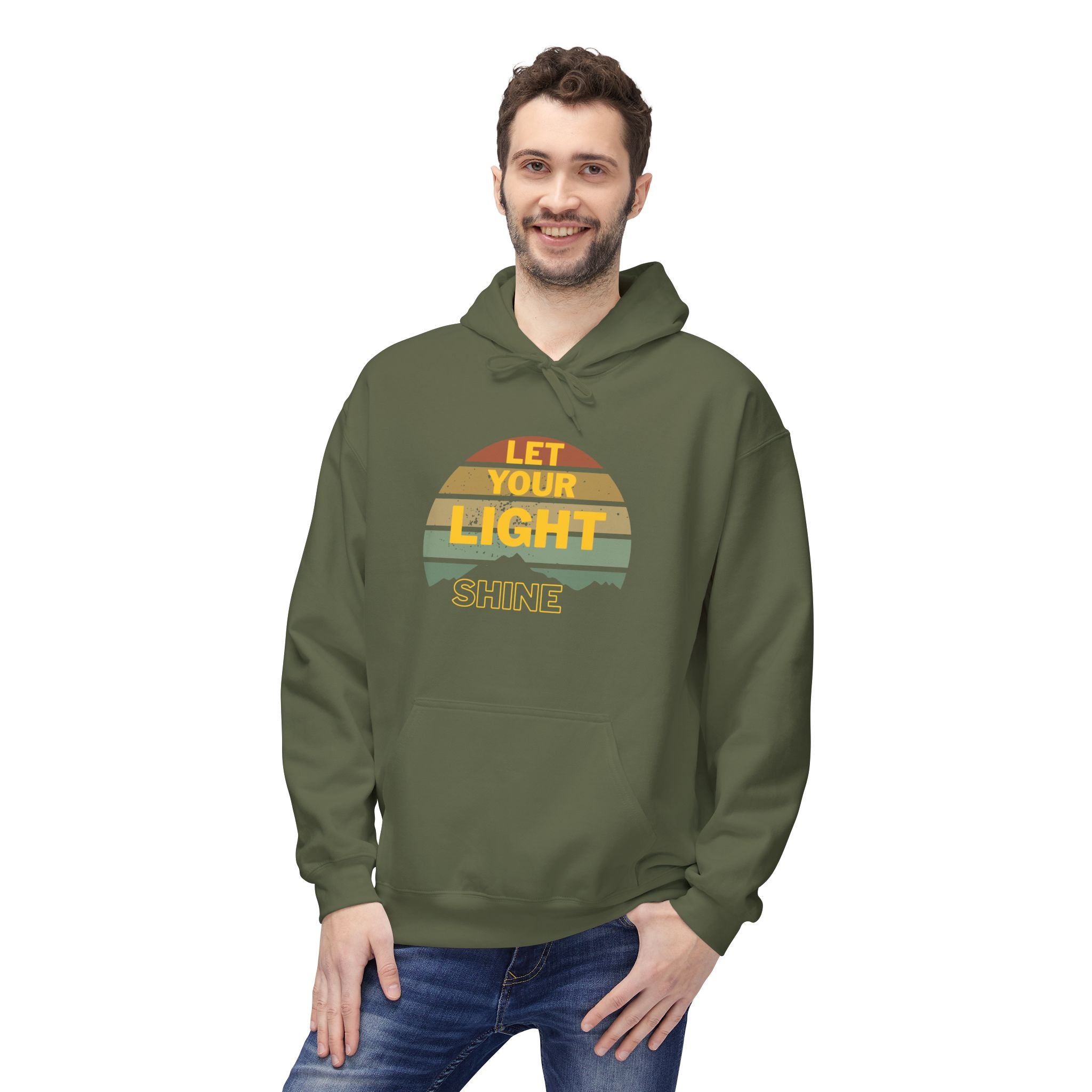 Let Your Light Shine Hoodie – Retro Christian Sweatshirt, Faith Quote Pullover, Inspirational Gift for Men & Women, Unisex Midweight Softstyle Fleece Hoodie