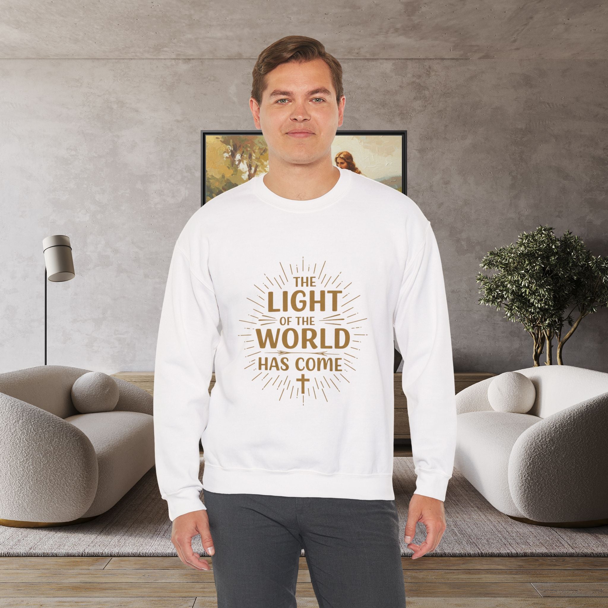 Light of the World Crewneck Sweatshirt, Inspirational Sweatshirt, Faith-Based Apparel, Christian Gift, Cozy Church Wear