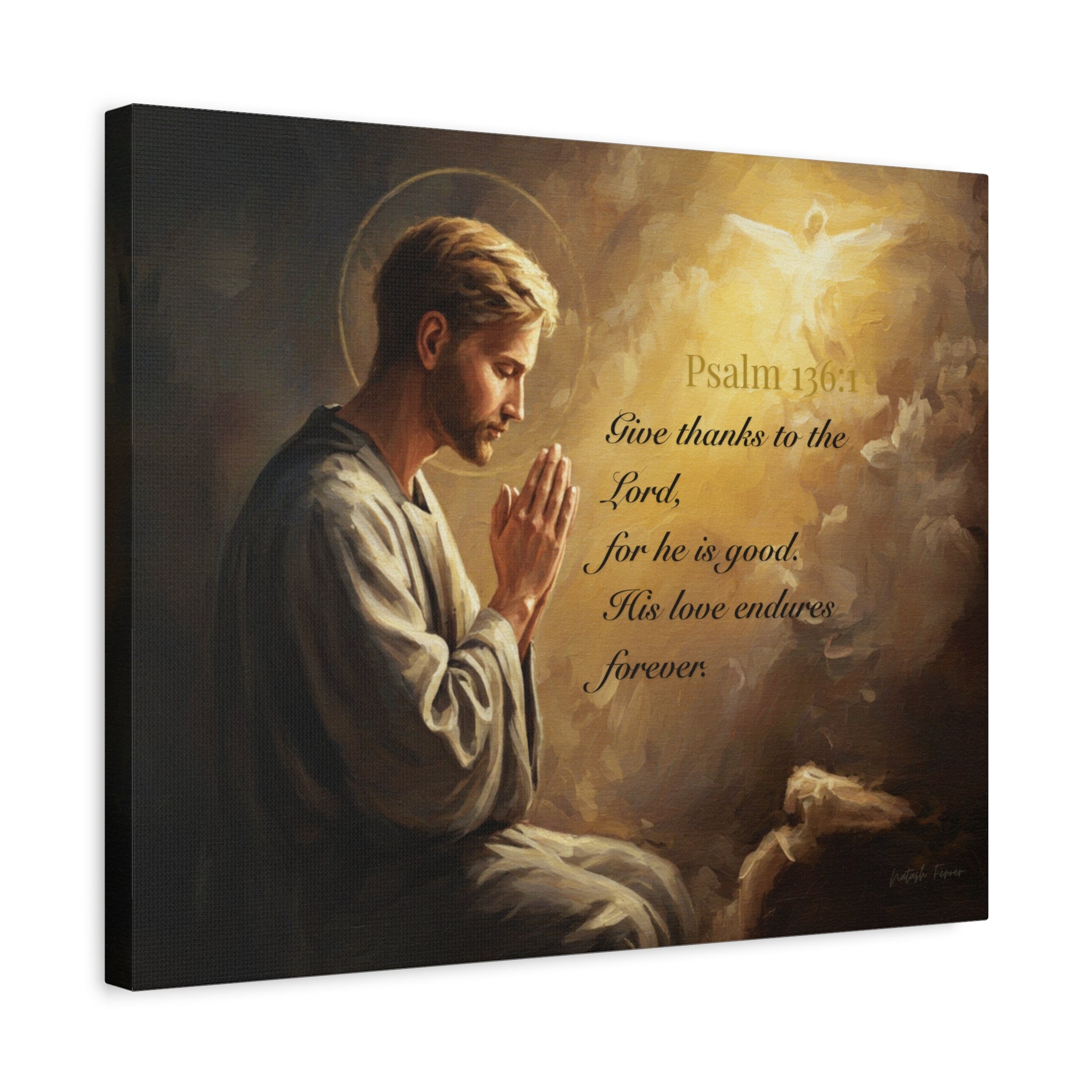 Inspirational Canvas Wall Art, Psalm 136:1, Religious Home Decor, Faith-Based Gift, Christian Wall Art, Uplifting Decor