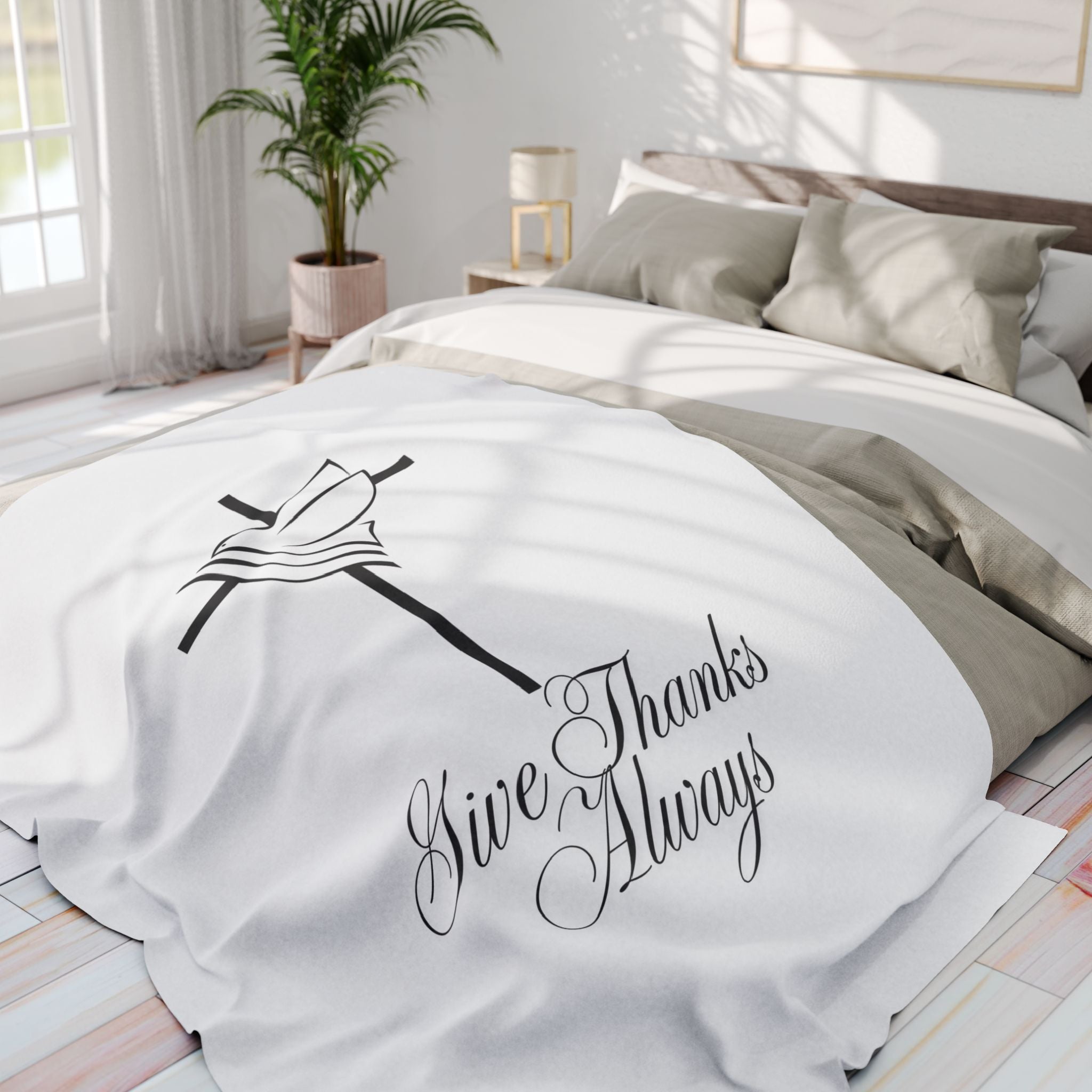 Give Thanks Always – Bible Verse Blanket, Christian Faith Fleece Throw for Gratitude, Peace & Spiritual Inspiration