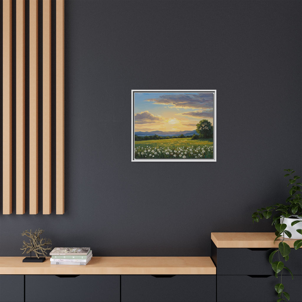 Framed Art Print, Landscape Wall Decor, Nature Artwork, Gift for Home, Floral Canvas, Sunset Scene, Living Room Decor