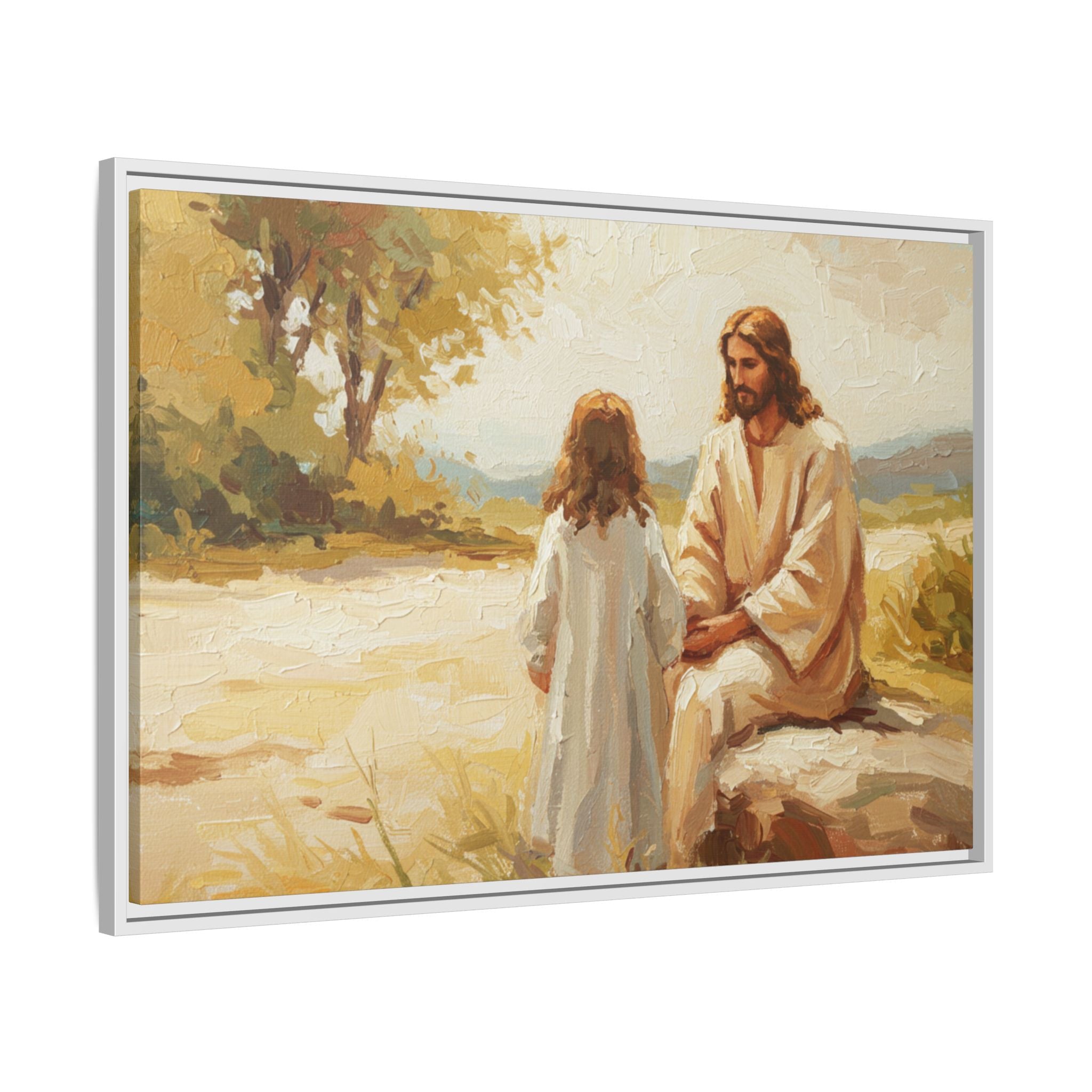 Spiritual Framed Canvas Art, Jesus and Child, Inspirational Home Decor, Religious Gift, Christian Wall Art, Faith Decor
