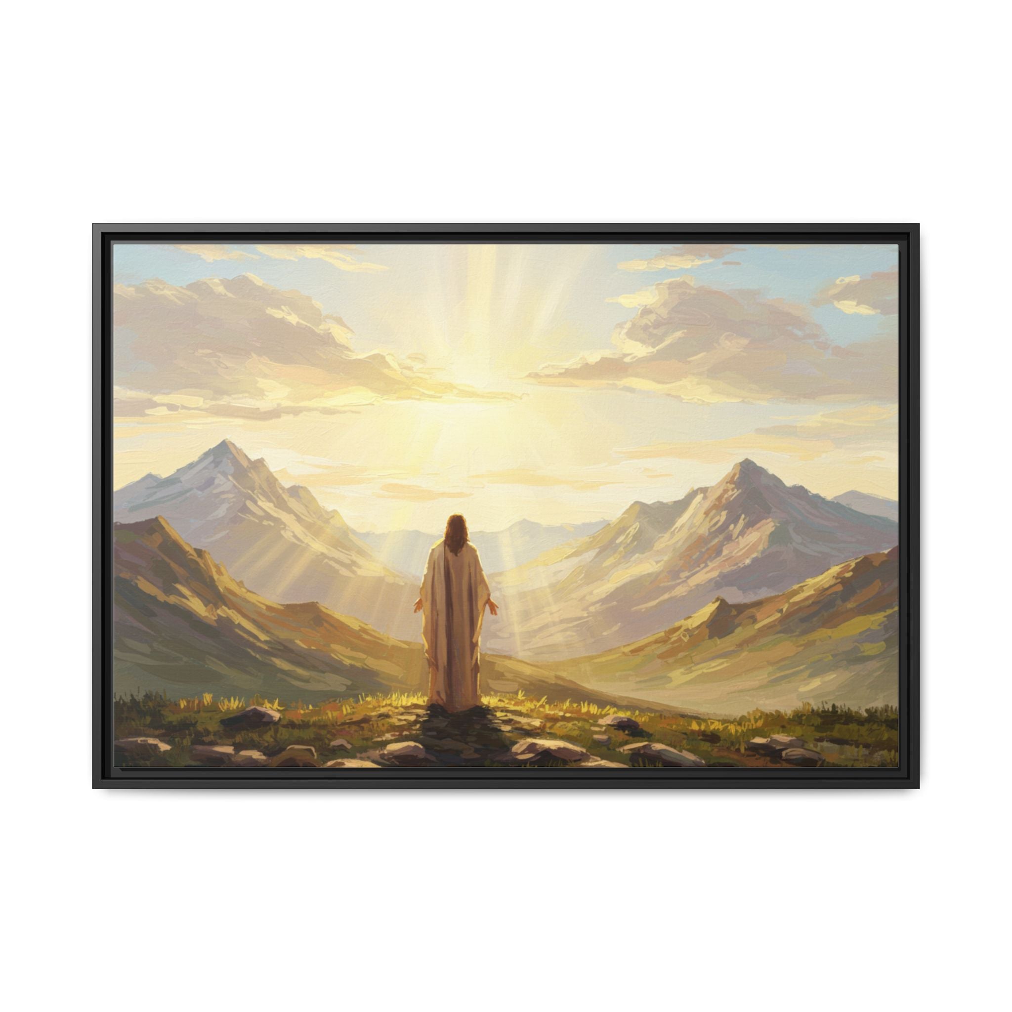 Framed Canvas Print - Uplifting Mountain Landscape Art, Inspirational Home Decor, Gift for Religious Celebrations, Motivational Wall [...]