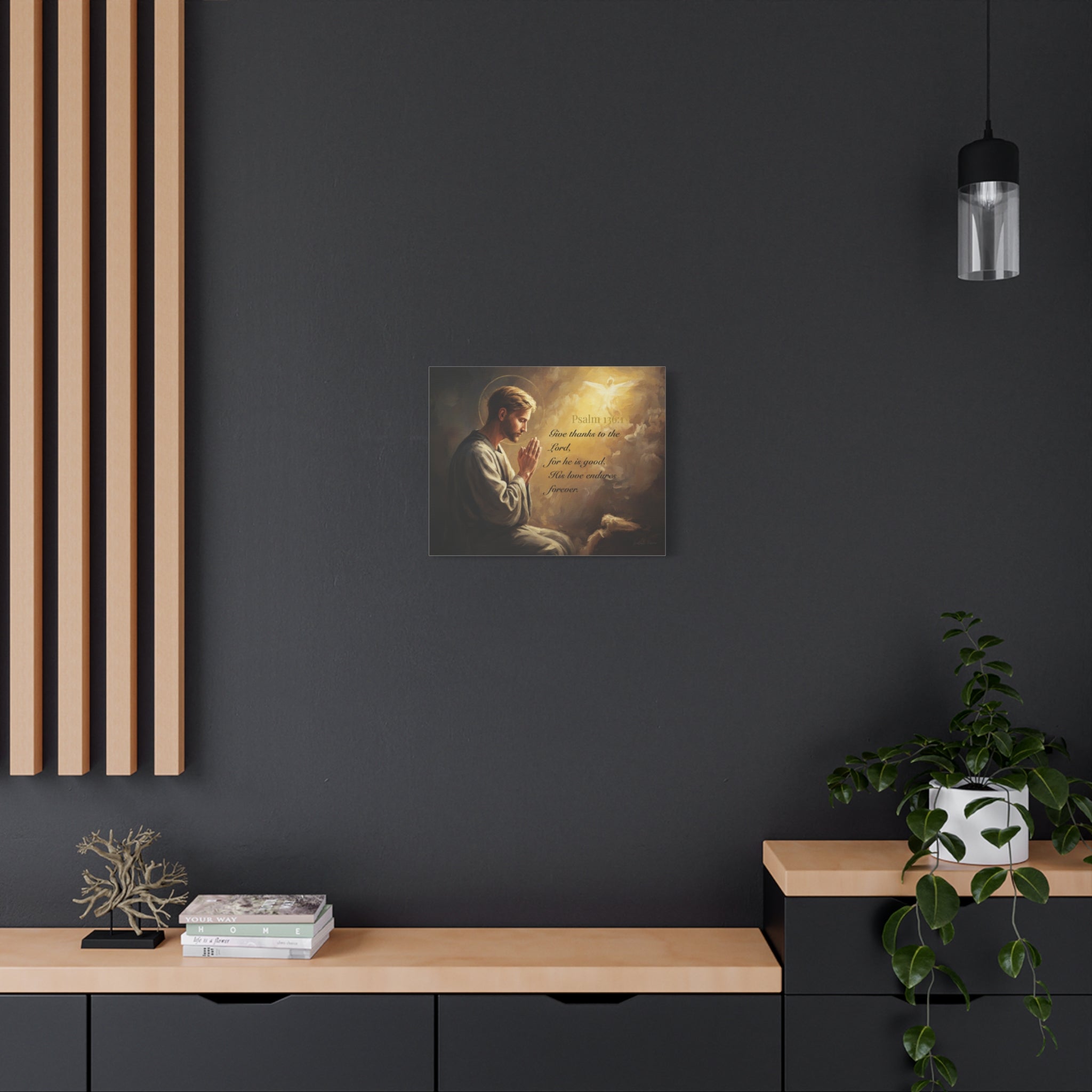 Inspirational Canvas Wall Art, Psalm 136:1, Religious Home Decor, Faith-Based Gift, Christian Wall Art, Uplifting Decor