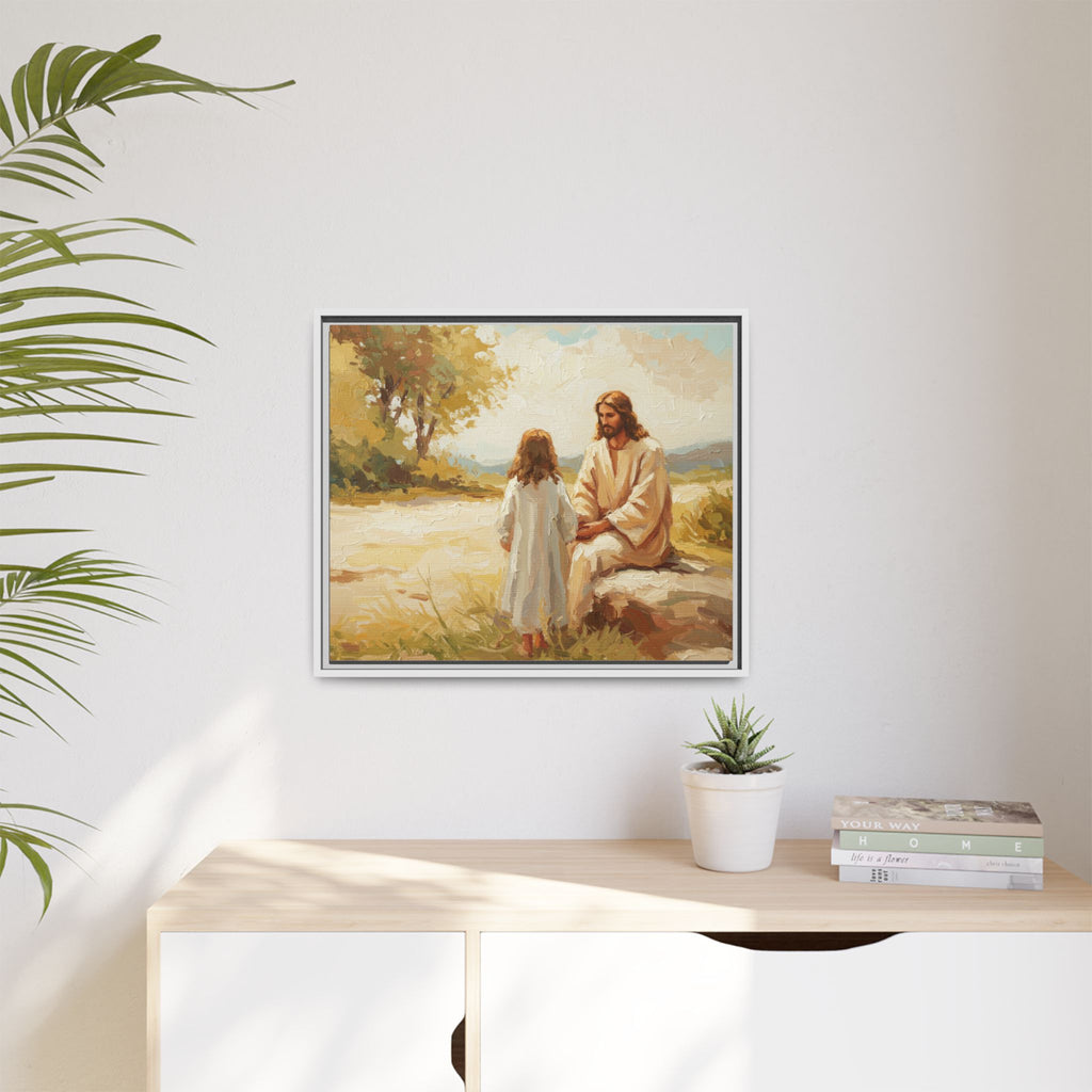 Spiritual Framed Canvas Art, Jesus and Child, Inspirational Home Decor, Religious Gift, Christian Wall Art, Faith Decor