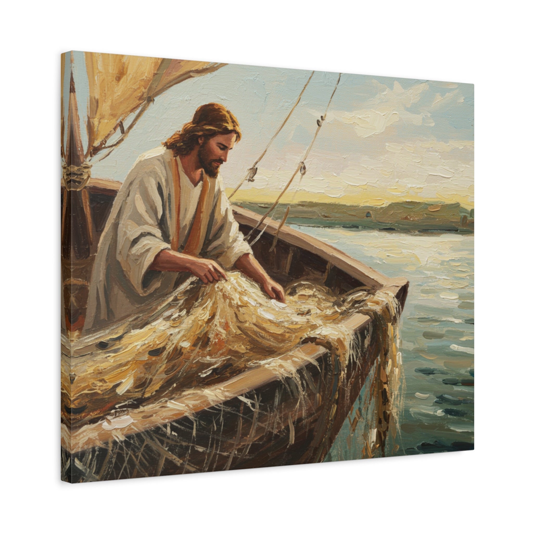 Canvas Wall Art, Religious Decor, Christian Art, Inspirational Home Decor, Nautical Theme, Fishing Scene
