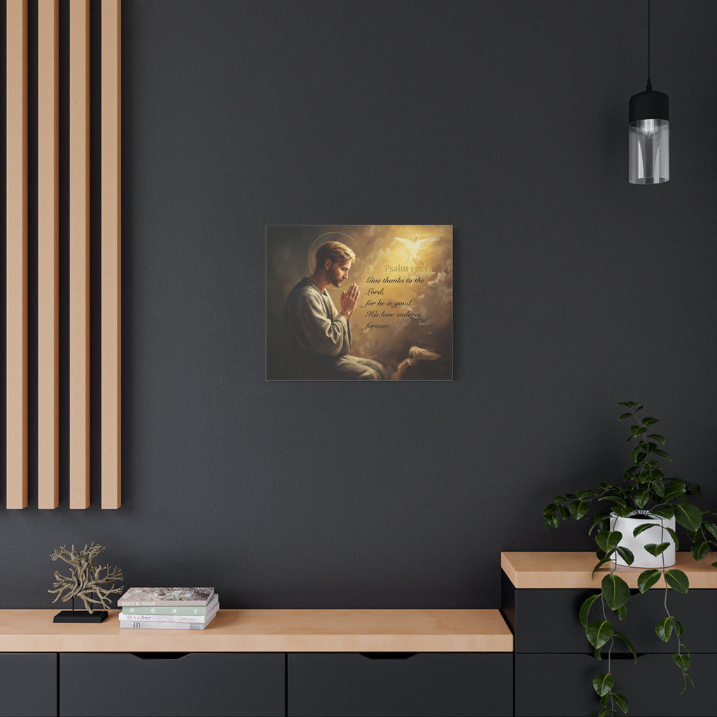 Inspirational Canvas Wall Art, Psalm 136:1, Religious Home Decor, Faith-Based Gift, Christian Wall Art, Uplifting Decor