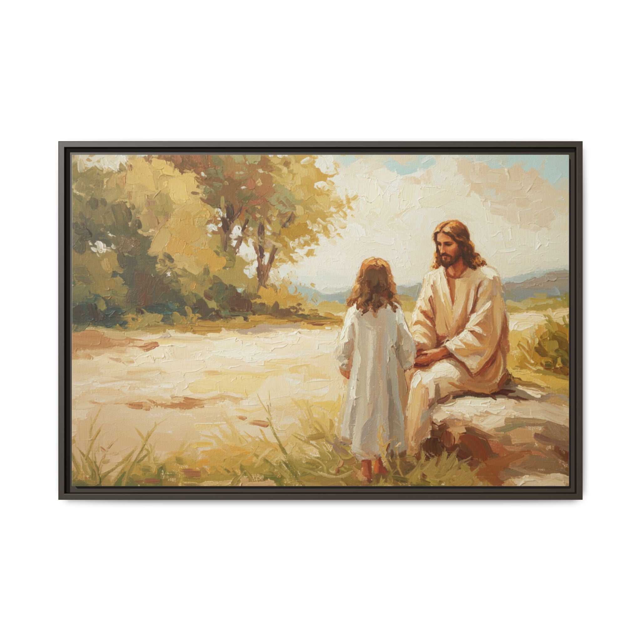 Spiritual Framed Canvas Art, Jesus and Child, Inspirational Home Decor, Religious Gift, Christian Wall Art, Faith Decor