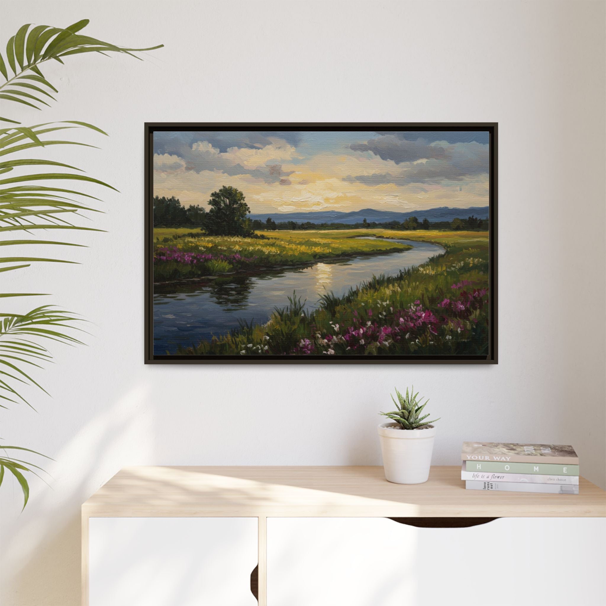 Framed Landscape Art Print, Matte Canvas Wall Decor, Nature Inspired Home Decor, Gift for Nature Lovers, Office Wall Art