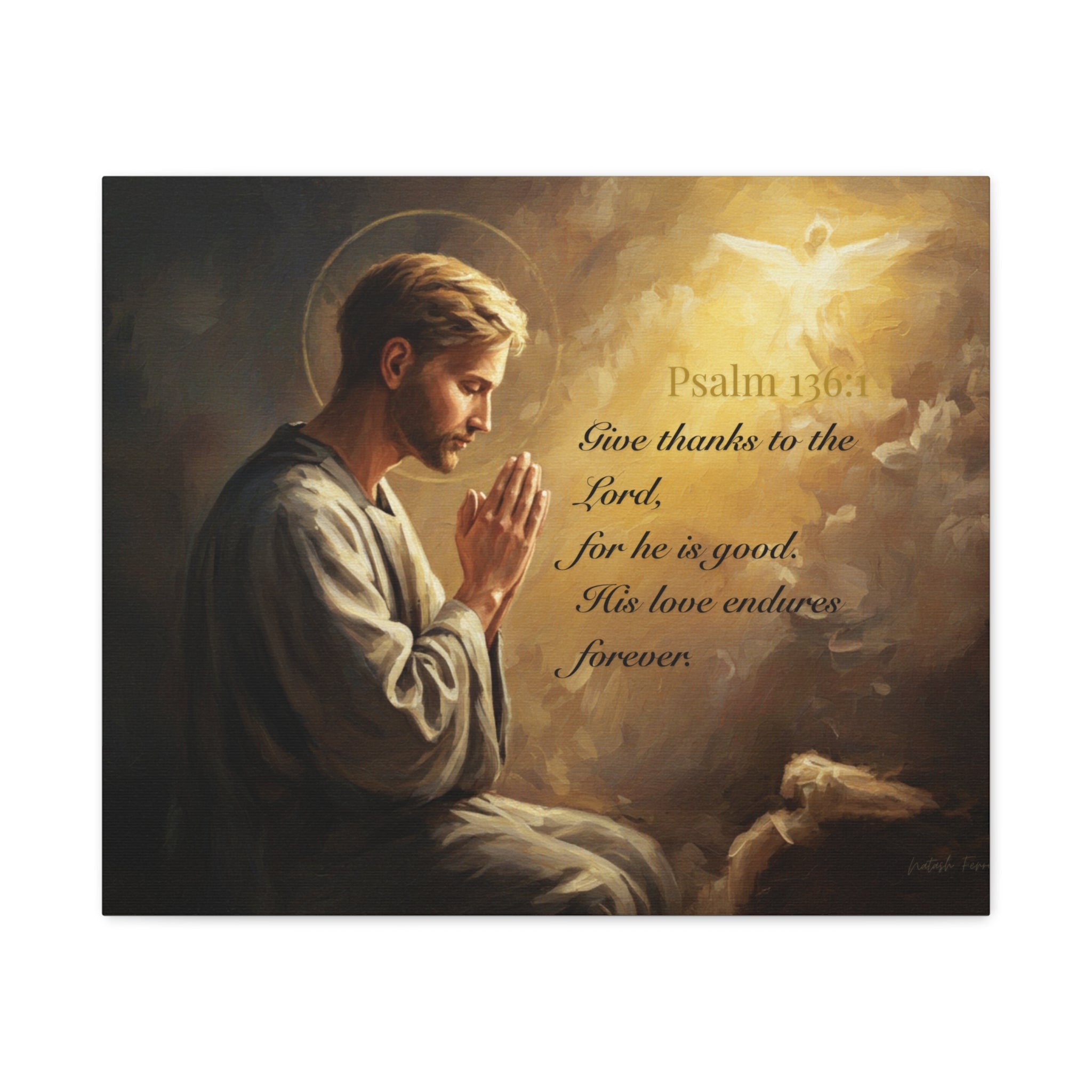 Inspirational Canvas Wall Art, Psalm 136:1, Religious Home Decor, Faith-Based Gift, Christian Wall Art, Uplifting Decor