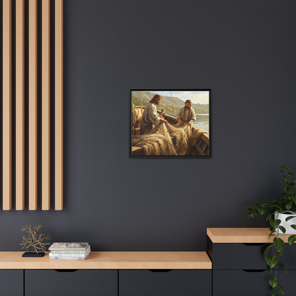 Framed Art Print, Jesus and Fishermen Scene, Spiritual Home Decor, Faith-Based Gift, Religious Wall Art, Christian Art