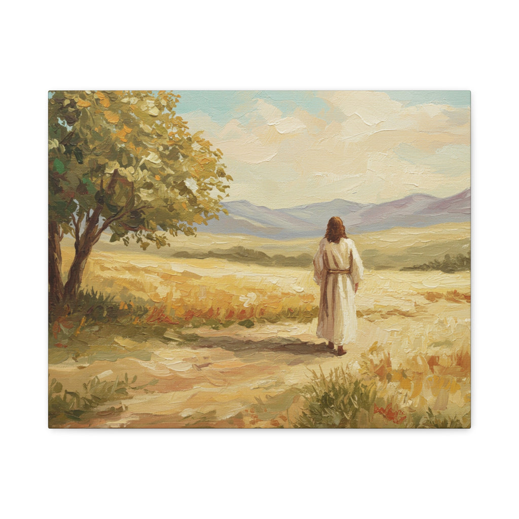 Jesus Walking in Nature Canvas Print, Inspirational Art for Home, Christian Wall Decor, Faith Gift, Religious Artwork