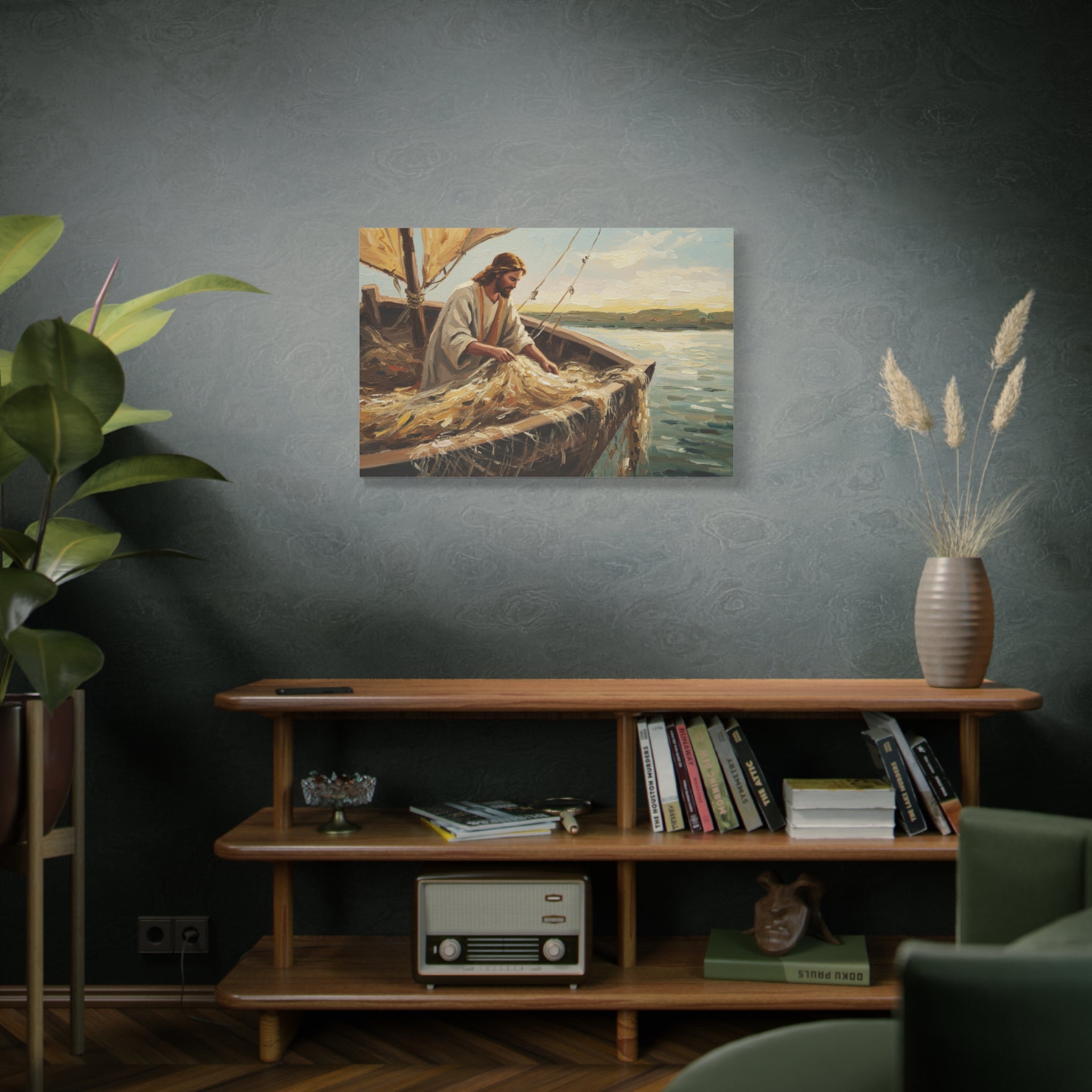 Canvas Wall Art, Religious Decor, Christian Art, Inspirational Home Decor, Nautical Theme, Fishing Scene