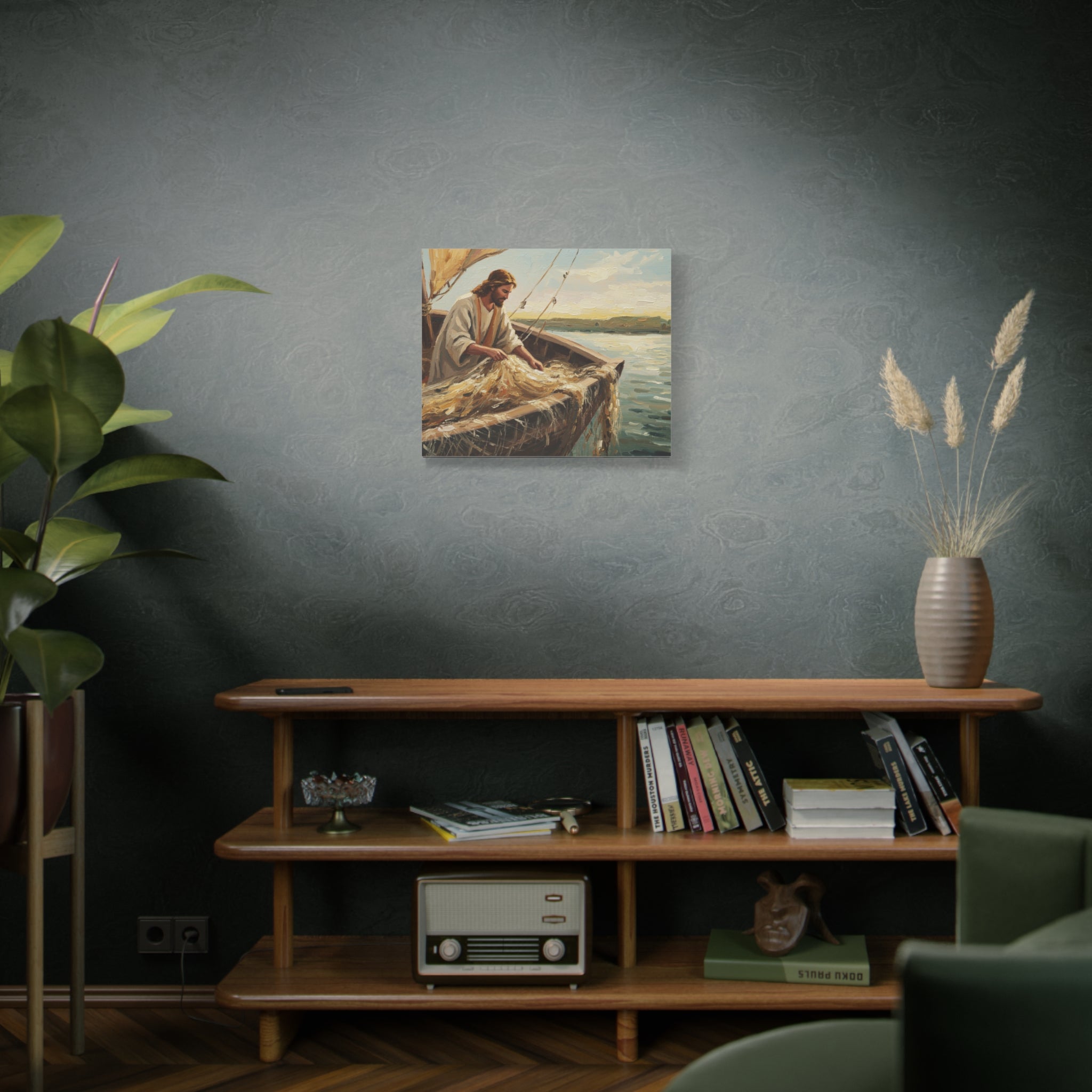 Canvas Wall Art, Religious Decor, Christian Art, Inspirational Home Decor, Nautical Theme, Fishing Scene