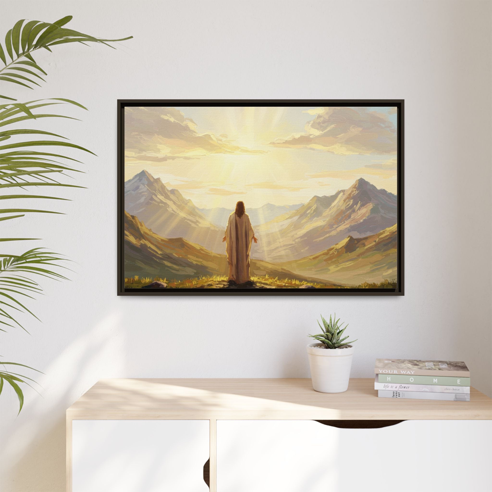 Framed Canvas Print - Uplifting Mountain Landscape Art, Inspirational Home Decor, Gift for Religious Celebrations, Motivational Wall [...]