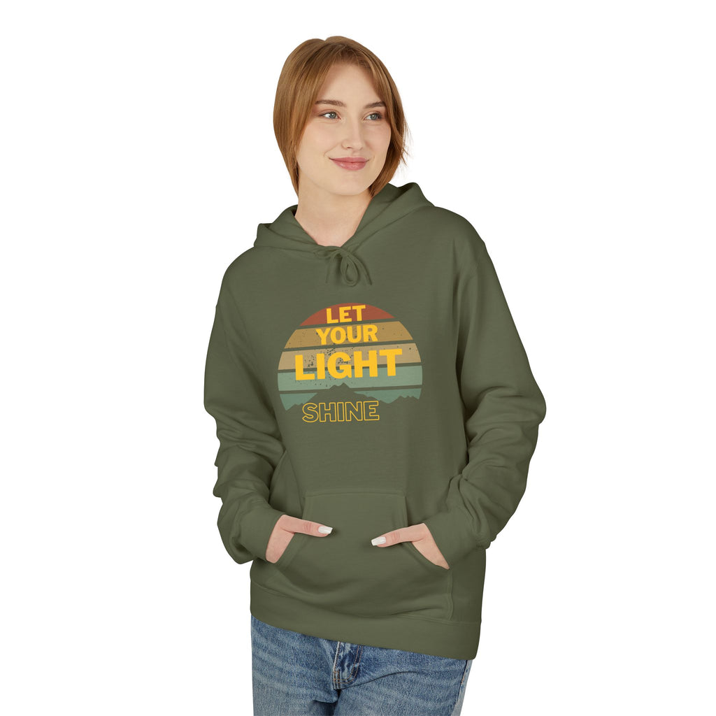 Let Your Light Shine Hoodie – Retro Christian Sweatshirt, Faith Quote Pullover, Inspirational Gift for Men & Women, Unisex Midweight Softstyle Fleece Hoodie