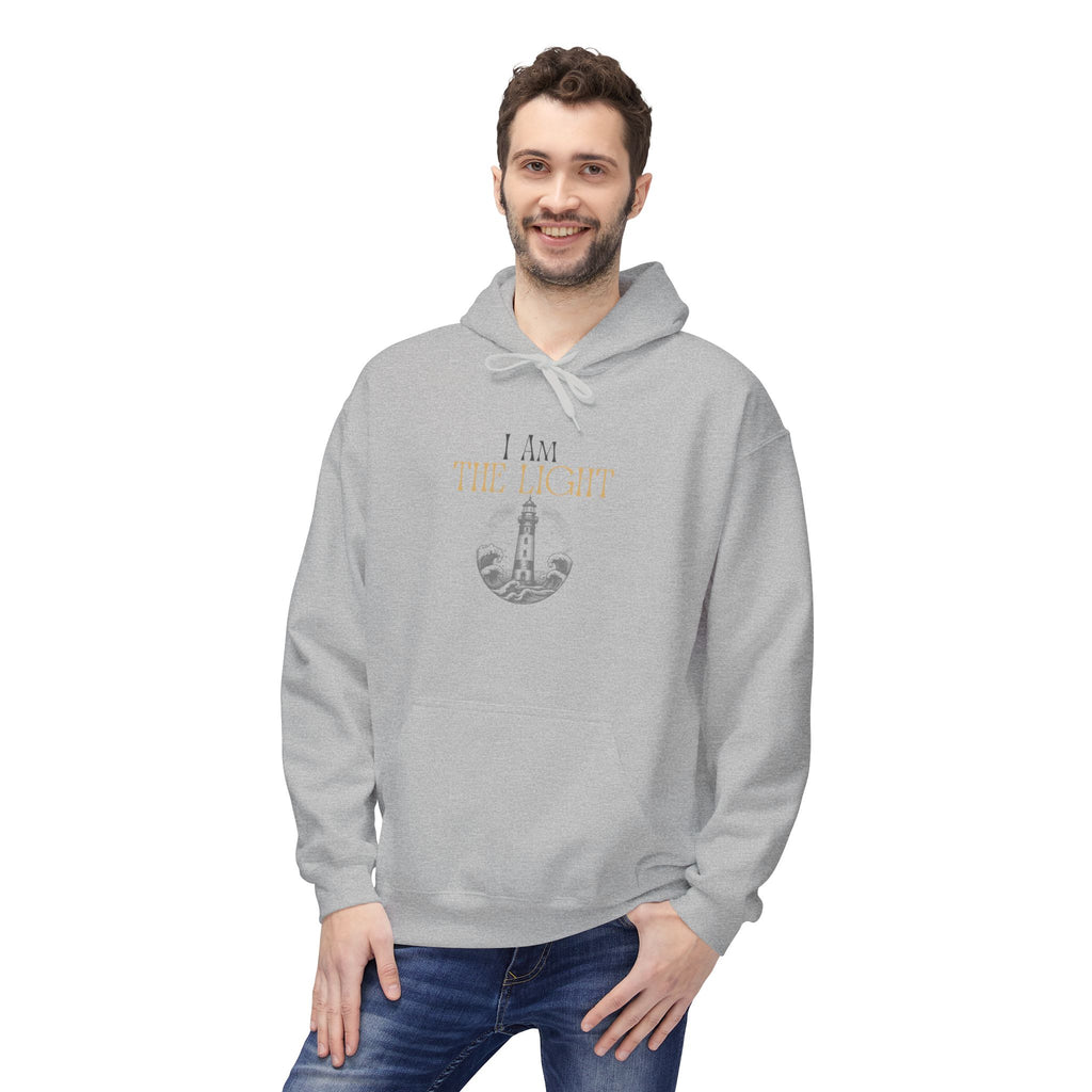 “I AM THE LIGHT Unisex Hoodie, Cozy Inspirational Sweatshirt, Faith Apparel for Men & Women, Spiritual Motivational Gift Idea”
