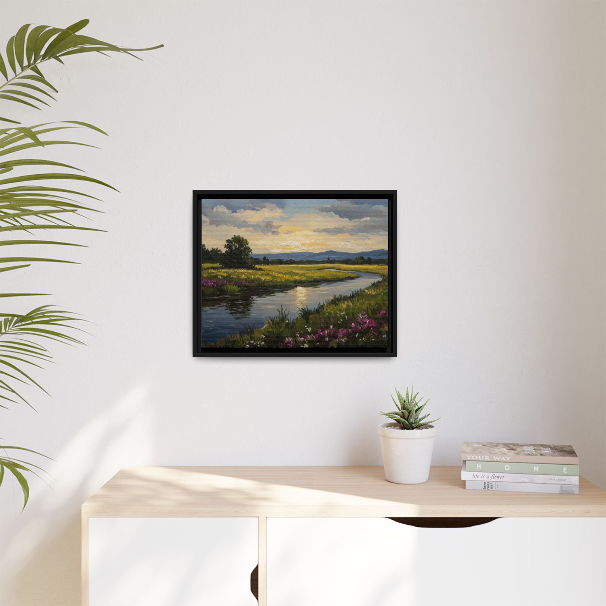 Framed Landscape Art Print, Matte Canvas Wall Decor, Nature Inspired Home Decor, Gift for Nature Lovers, Office Wall Art