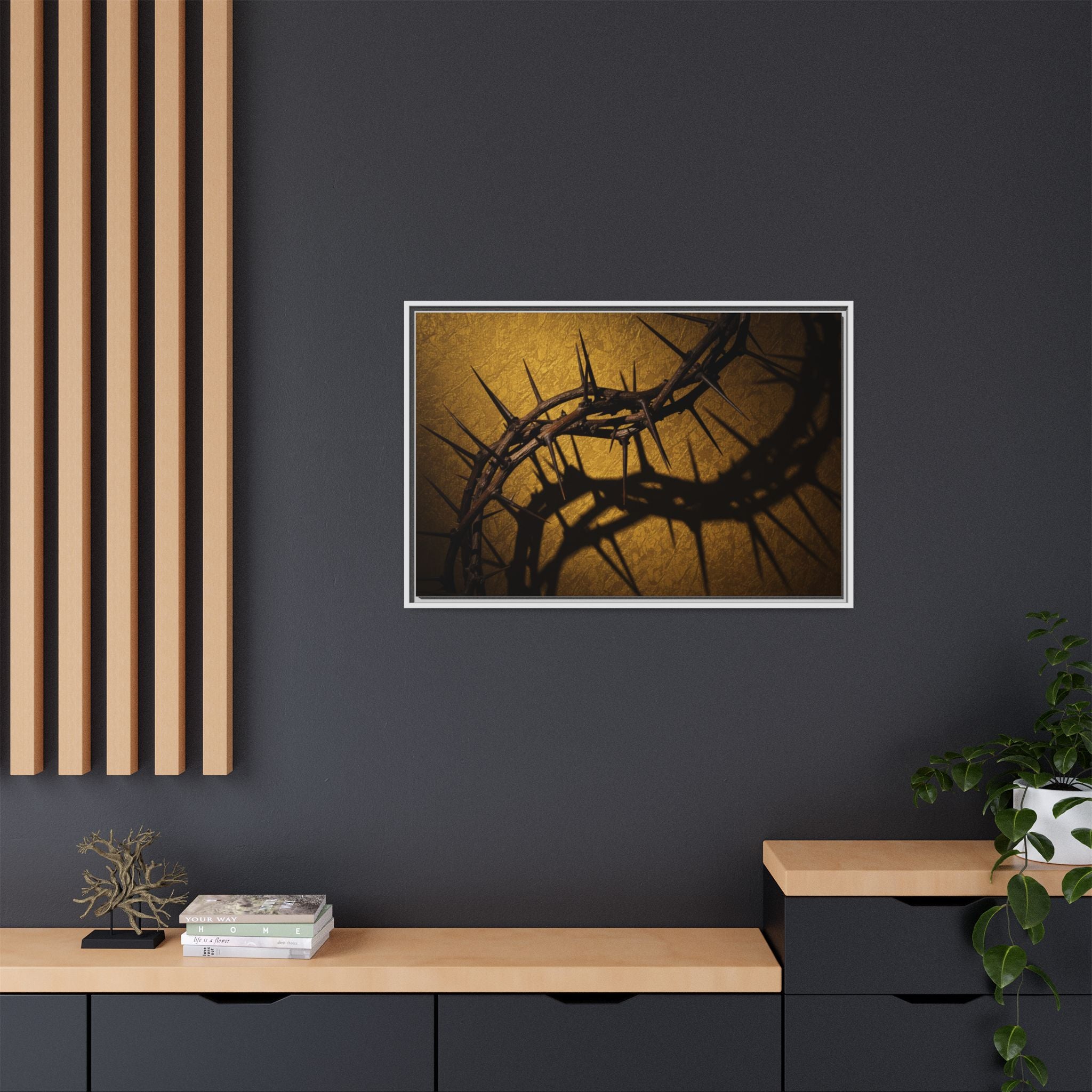 Crown of Thorns – Christian Wall Art, Symbol of Sacrifice and Faith,  Framed Matte Canvas Art - Religious Wall Decor, Unique Gift for Faith Lovers, Home Decoration.