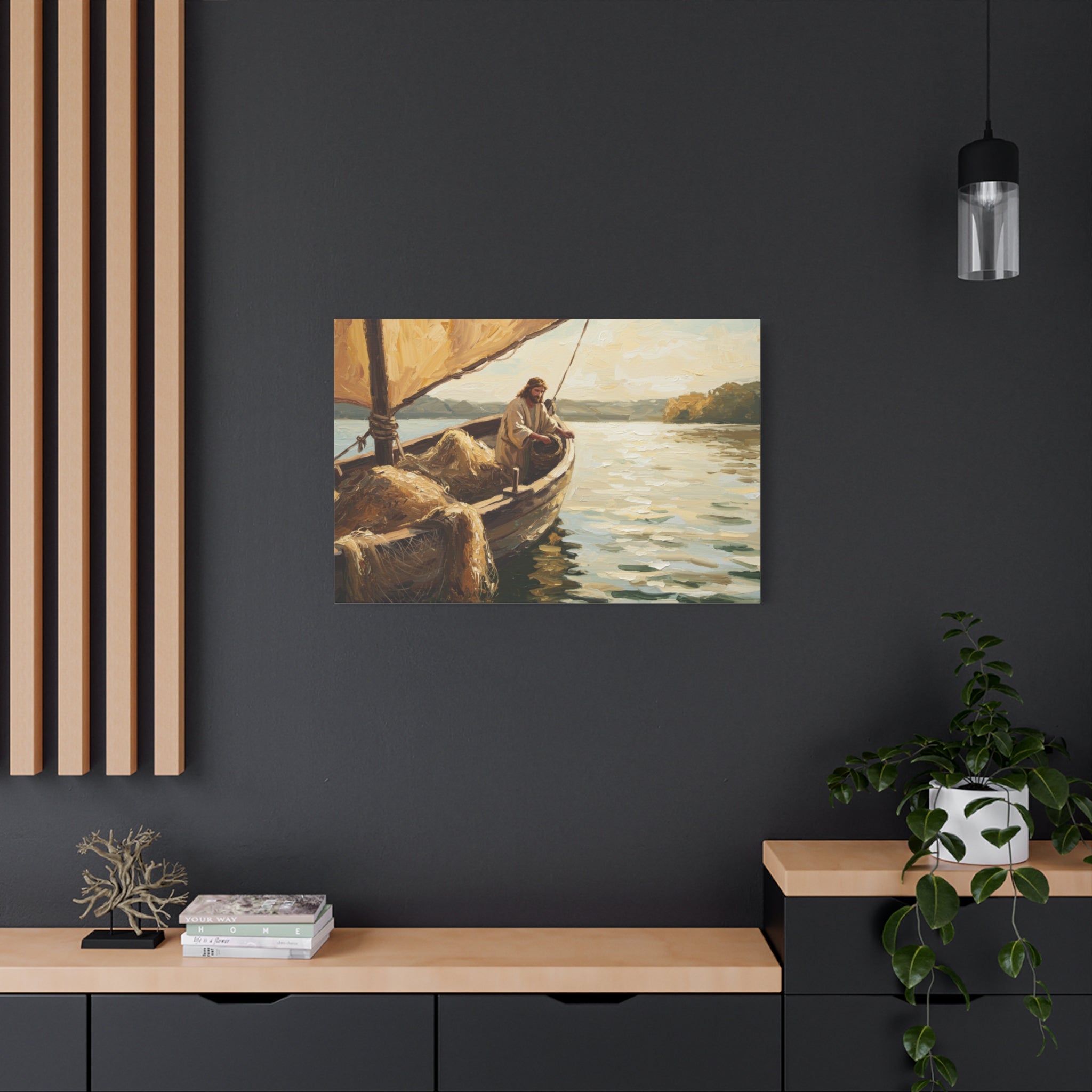 Jesus and the Miraculous Catch – Biblical Canvas Wall Art, Inspirational Christian Home Decor