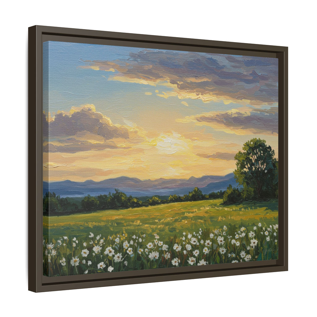 Framed Art Print, Landscape Wall Decor, Nature Artwork, Gift for Home, Floral Canvas, Sunset Scene, Living Room Decor