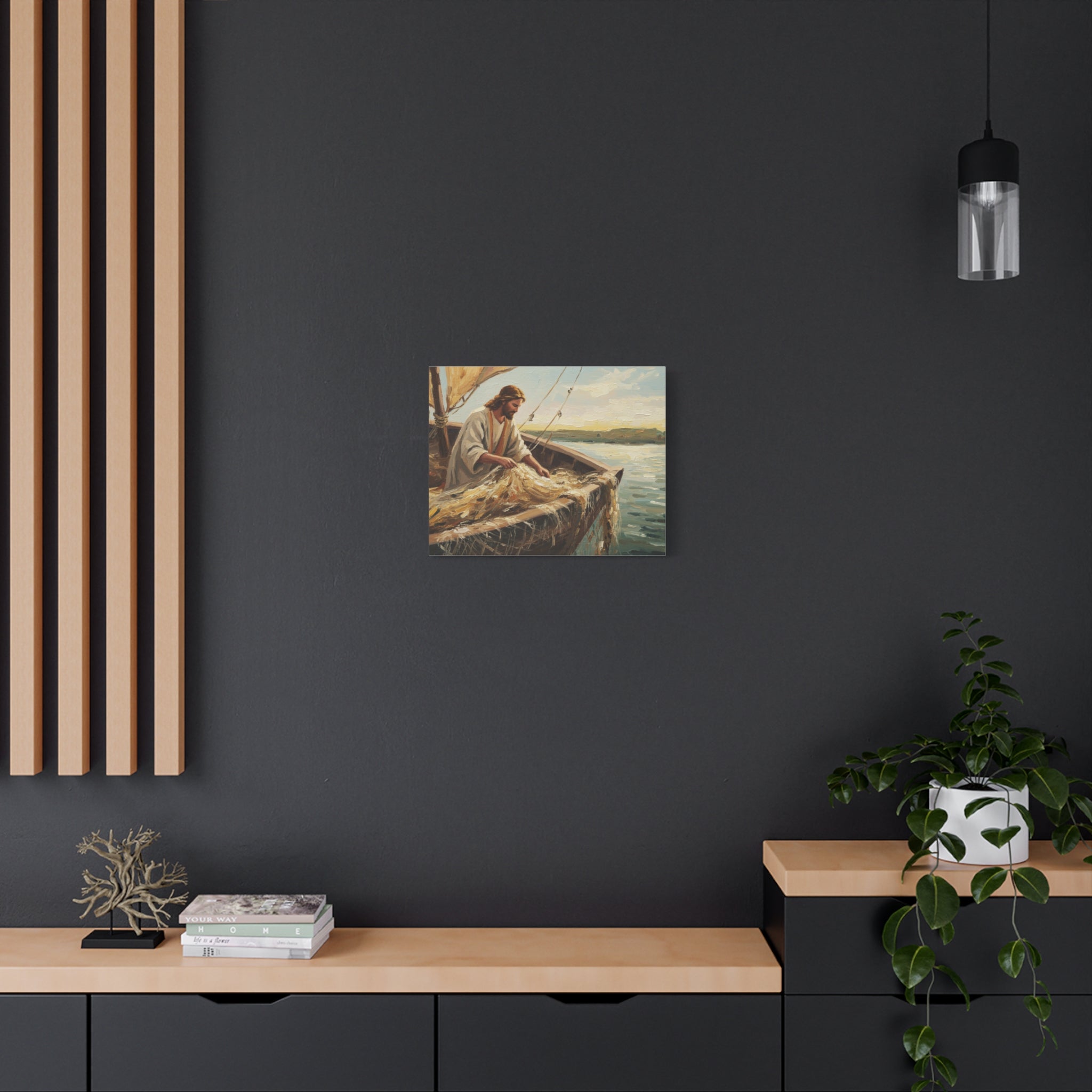Canvas Wall Art, Religious Decor, Christian Art, Inspirational Home Decor, Nautical Theme, Fishing Scene