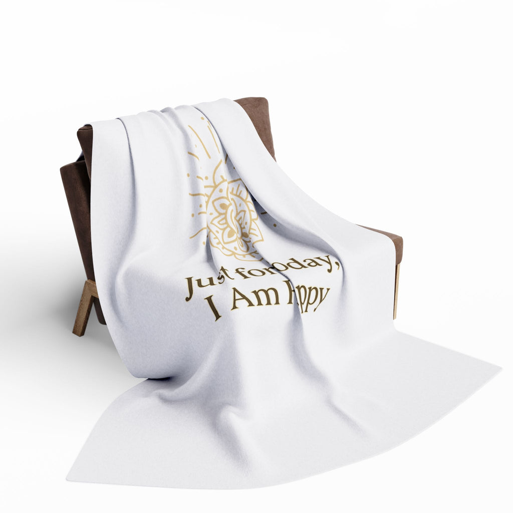 Just for Today, I Am Happy – Inspirational Mindfulness Blanket, Positive Affirmation Fleece Throw for Gratitude, Peace & Self-Care