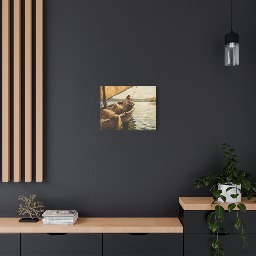 Jesus and the Miraculous Catch – Biblical Canvas Wall Art, Inspirational Christian Home Decor
