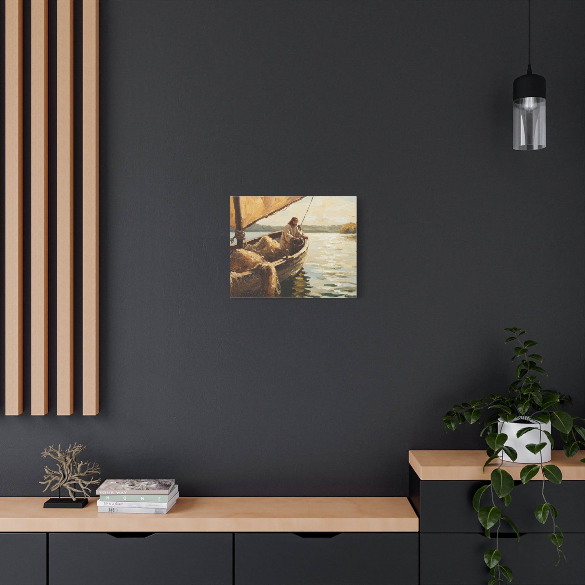 Jesus and the Miraculous Catch – Biblical Canvas Wall Art, Inspirational Christian Home Decor