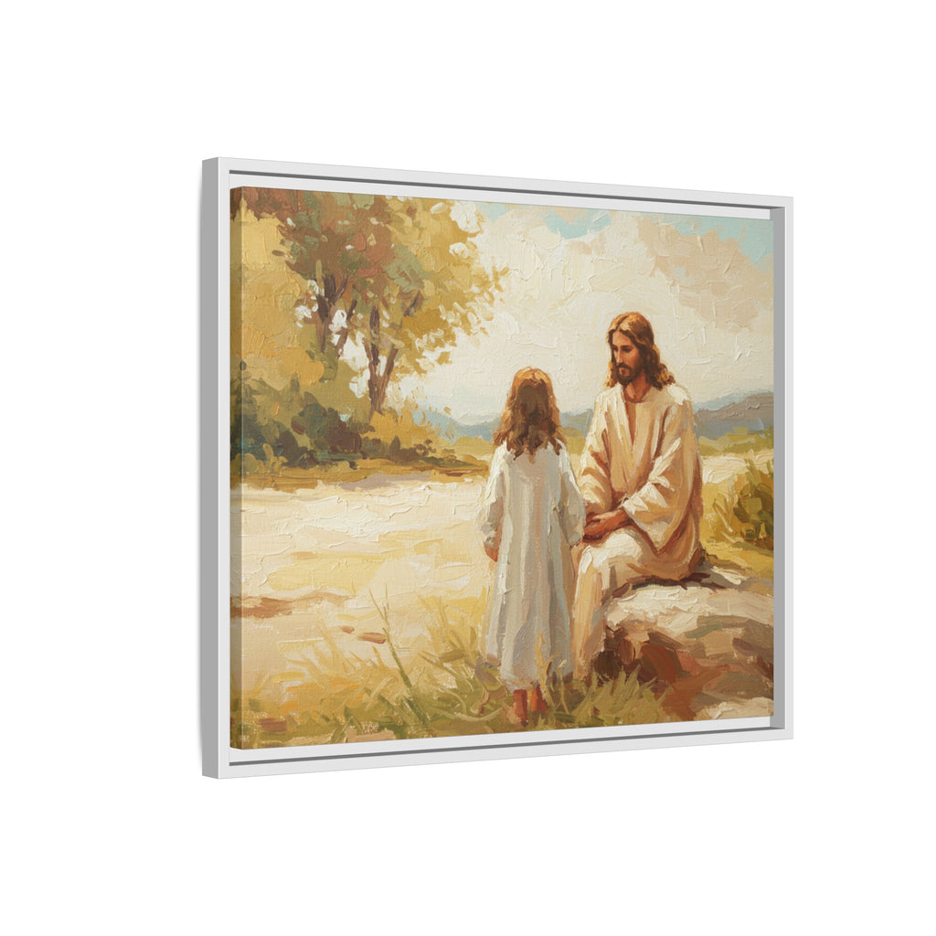 Spiritual Framed Canvas Art, Jesus and Child, Inspirational Home Decor, Religious Gift, Christian Wall Art, Faith Decor