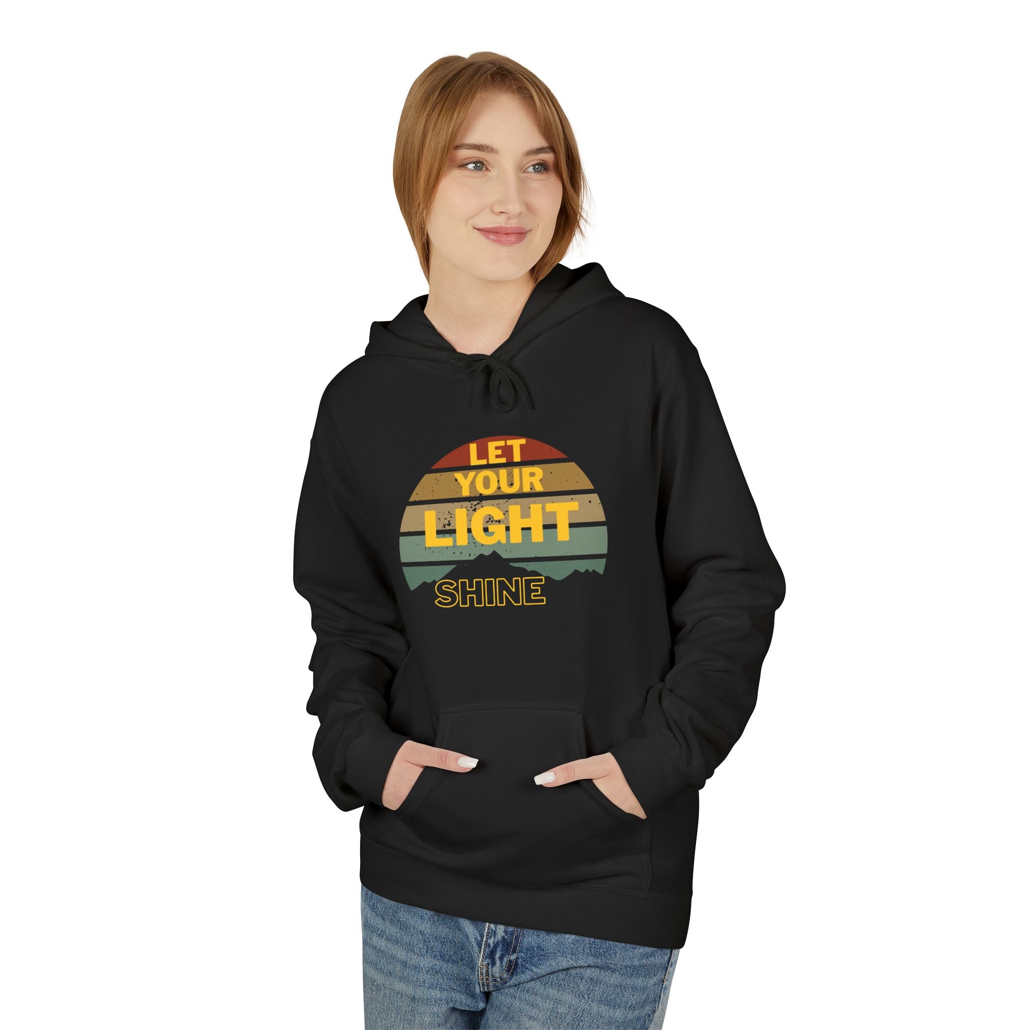 Let Your Light Shine Hoodie – Retro Christian Sweatshirt, Faith Quote Pullover, Inspirational Gift for Men & Women, Unisex Midweight Softstyle Fleece Hoodie