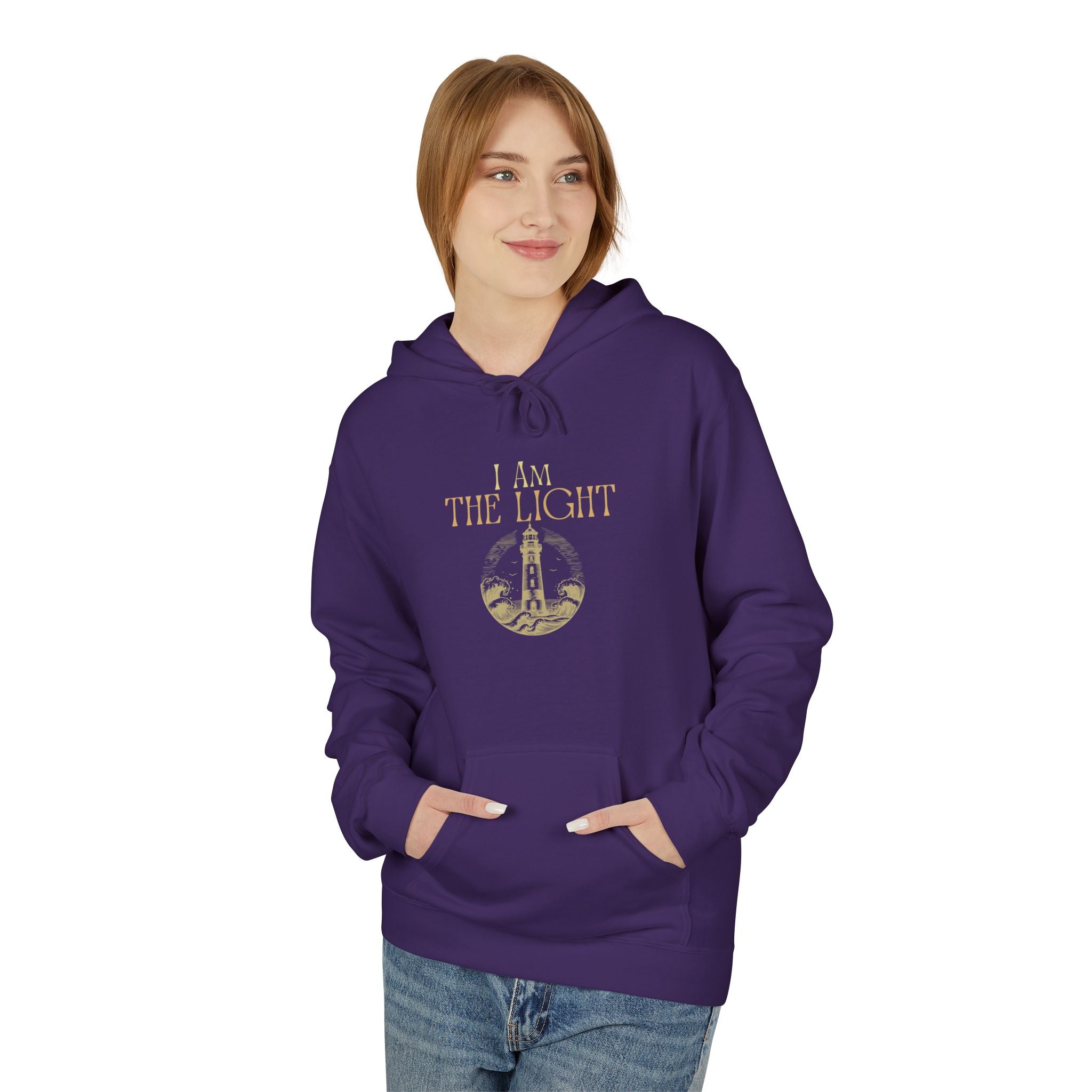 “I AM THE LIGHT Unisex Hoodie, Cozy Inspirational Sweatshirt, Faith Apparel for Men & Women, Spiritual Motivational Gift Idea”