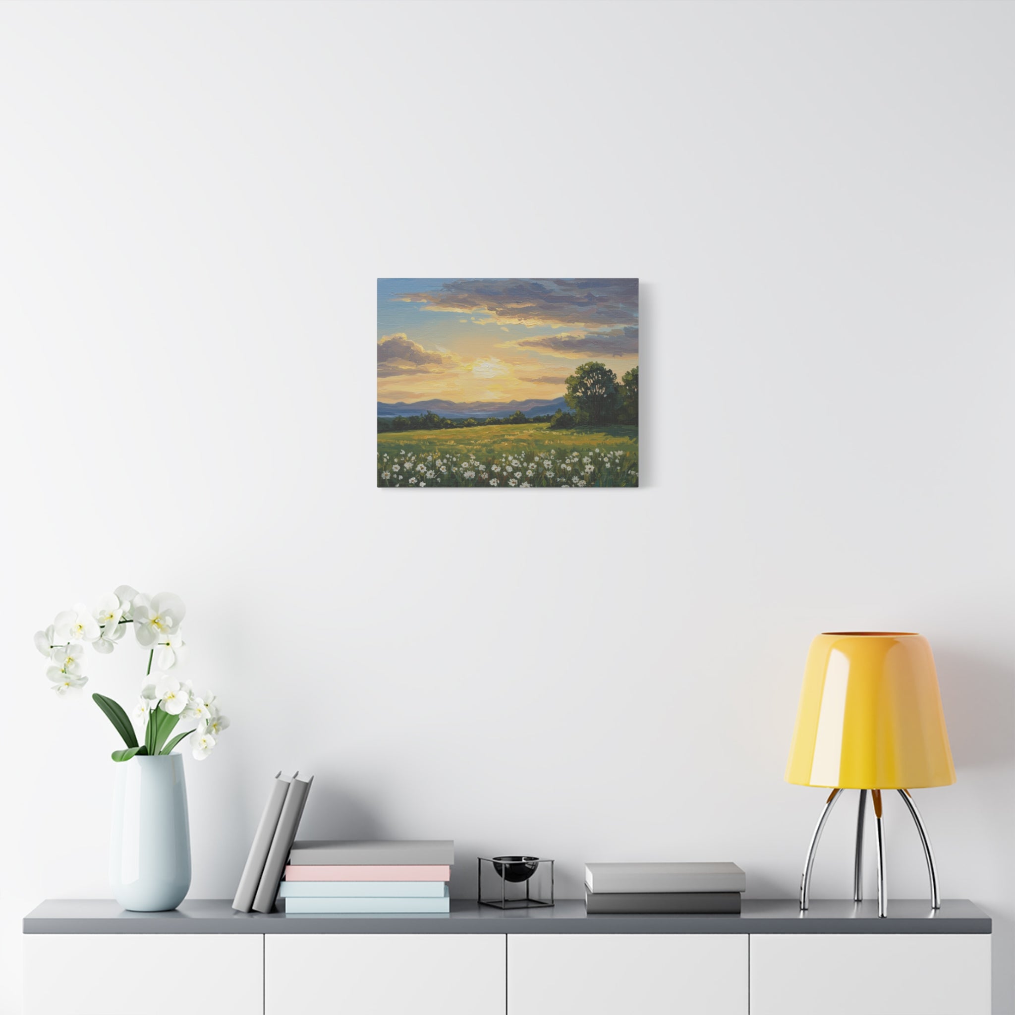 Sunset Landscape Canvas Wall Art, Floral Decor for Home, Nature Artwork, Gifts for Nature Lovers, Rustic Decor, Art for Living Room