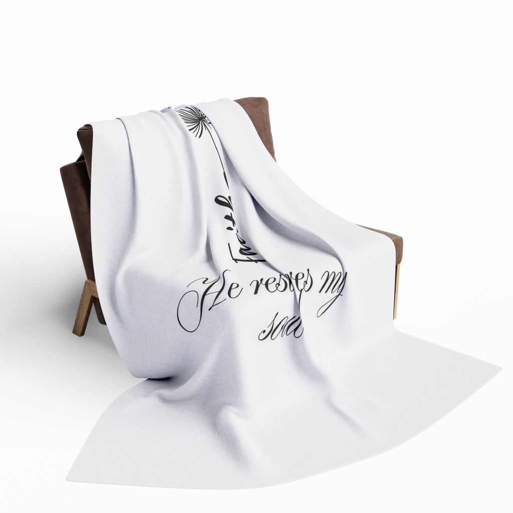 He Restores My Soul – Bible Verse Blanket, Christian Faith Fleece Throw for Peace, Inspiration & Meditation