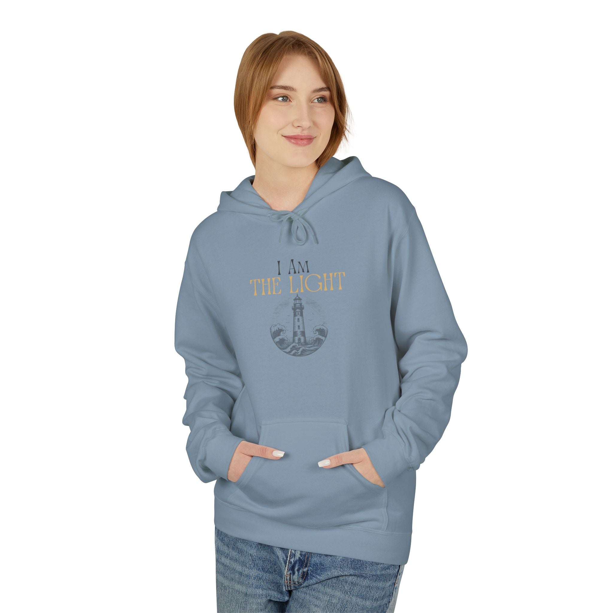 “I AM THE LIGHT Unisex Hoodie, Cozy Inspirational Sweatshirt, Faith Apparel for Men & Women, Spiritual Motivational Gift Idea”