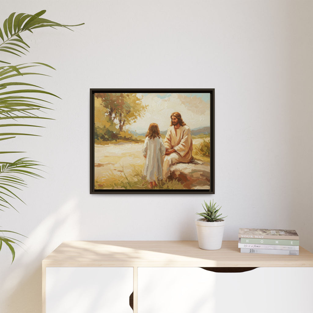 Spiritual Framed Canvas Art, Jesus and Child, Inspirational Home Decor, Religious Gift, Christian Wall Art, Faith Decor