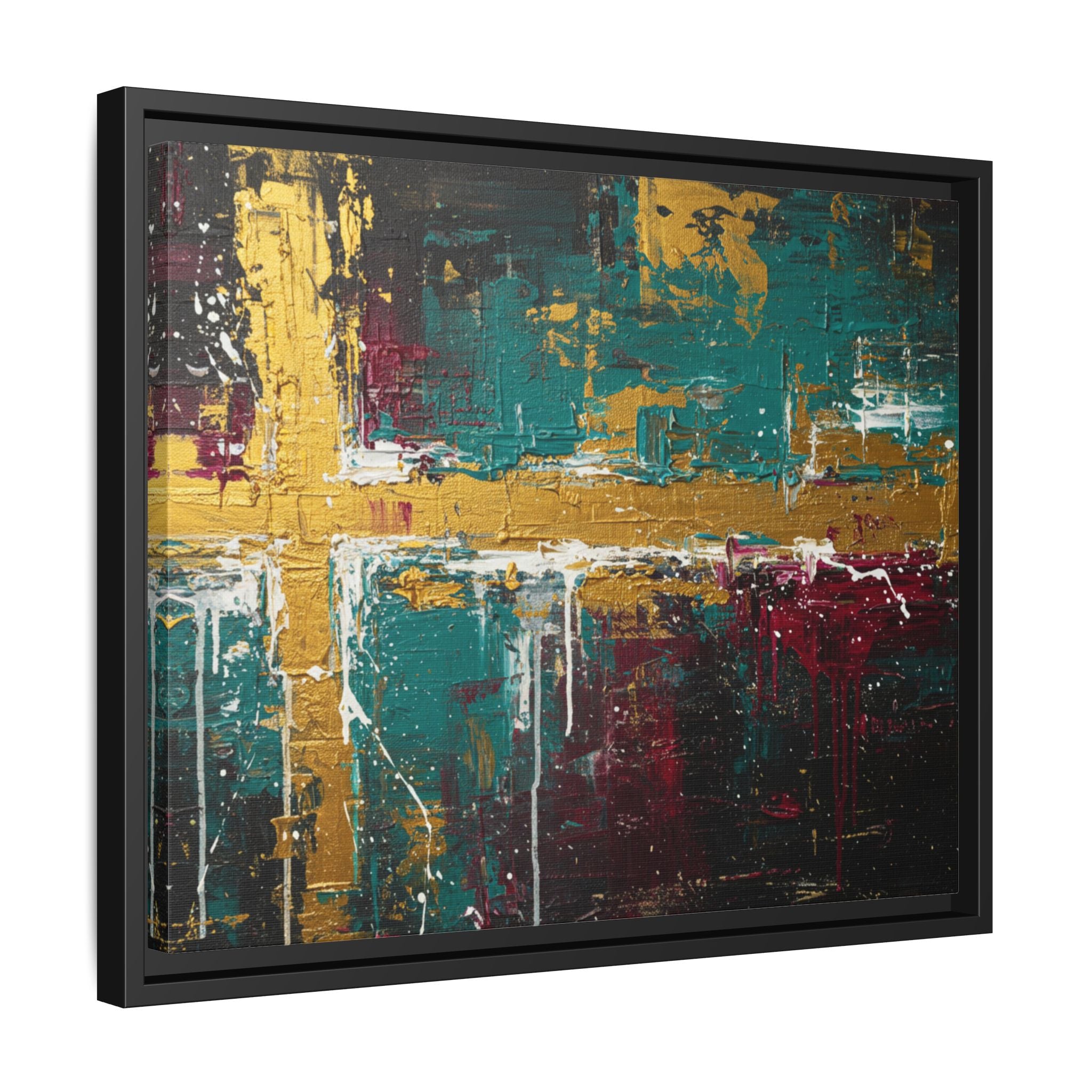 Cross of Light – Modern Christian Wall Art, Abstract Gold Cross Canvas, Faith-Inspired Home Decor, Matte Canvas, Framed (Multi-color)