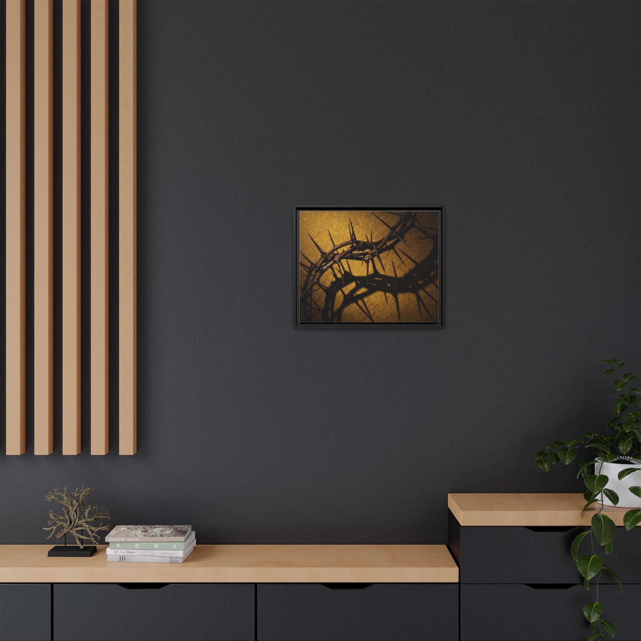 Crown of Thorns – Christian Wall Art, Symbol of Sacrifice and Faith,  Framed Matte Canvas Art - Religious Wall Decor, Unique Gift for Faith Lovers, Home Decoration.