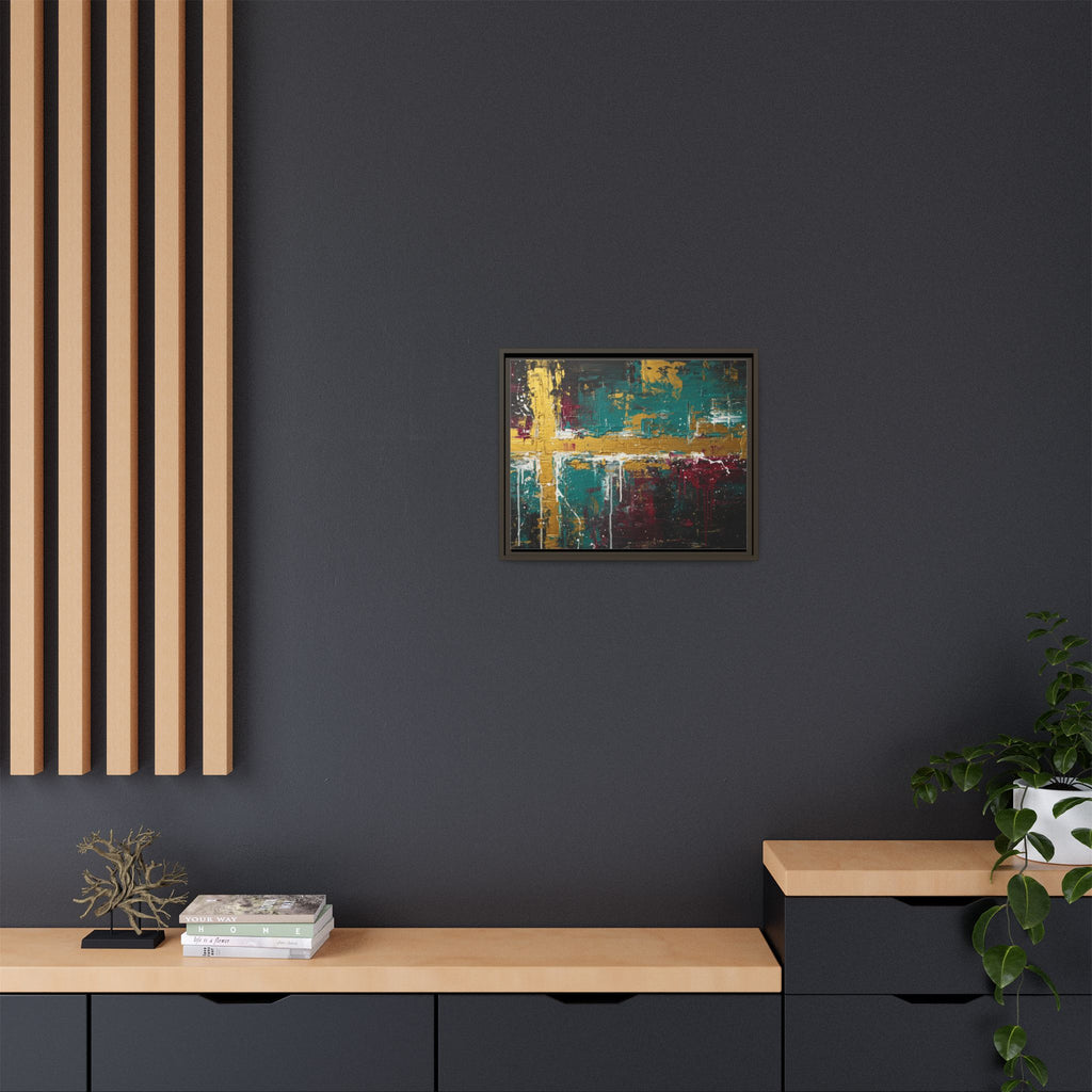 Cross of Light – Modern Christian Wall Art, Abstract Gold Cross Canvas, Faith-Inspired Home Decor, Matte Canvas, Framed (Multi-color)