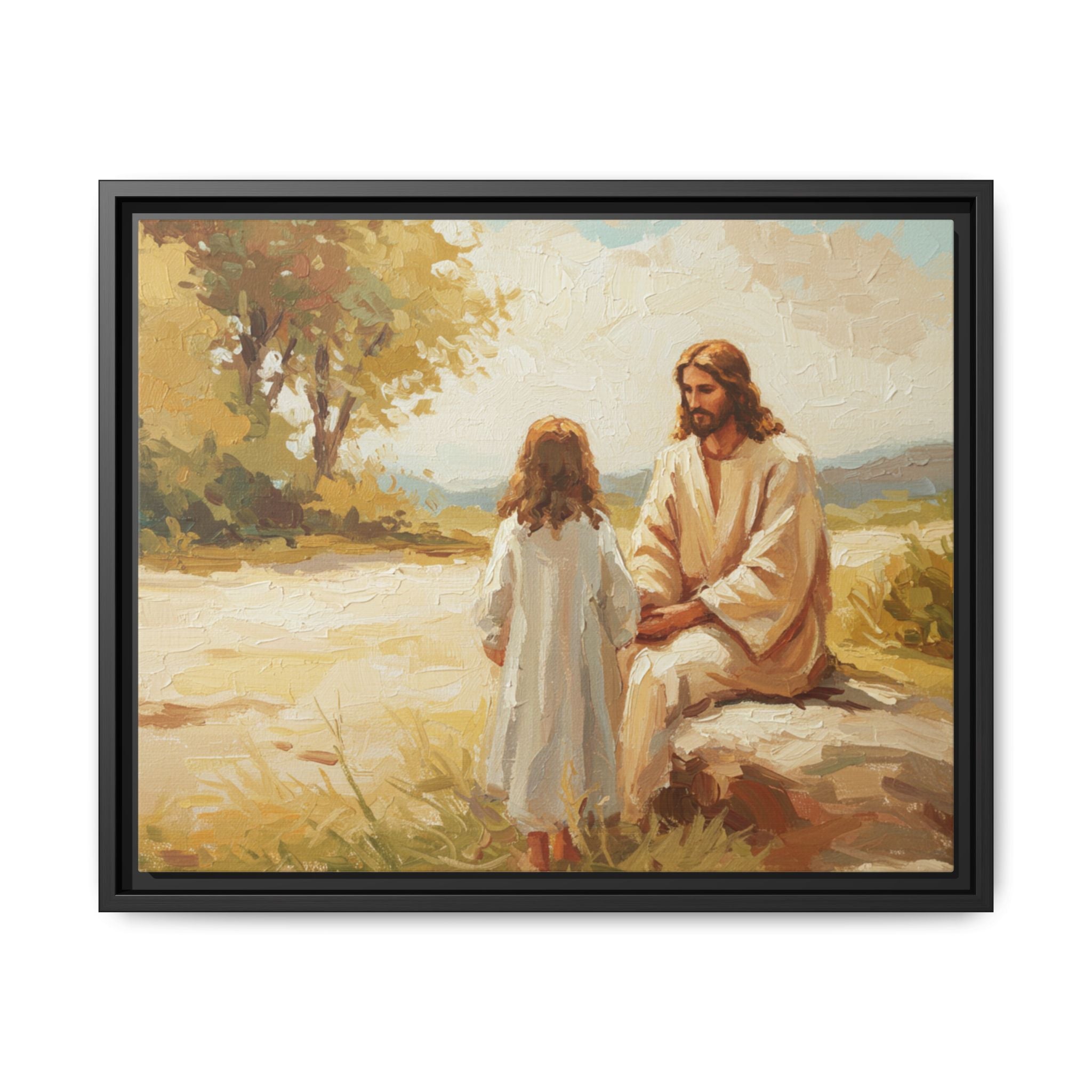 Spiritual Framed Canvas Art, Jesus and Child, Inspirational Home Decor, Religious Gift, Christian Wall Art, Faith Decor