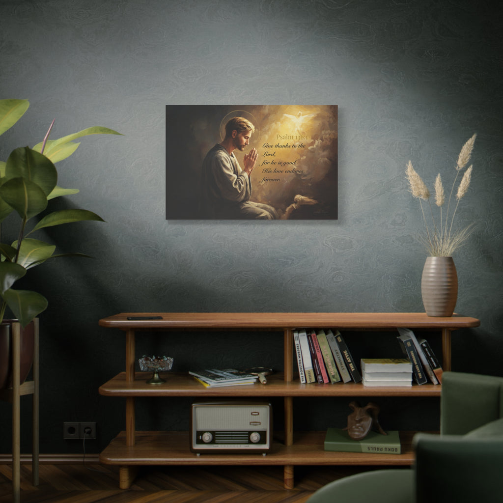 Inspirational Canvas Wall Art, Psalm 136:1, Religious Home Decor, Faith-Based Gift, Christian Wall Art, Uplifting Decor