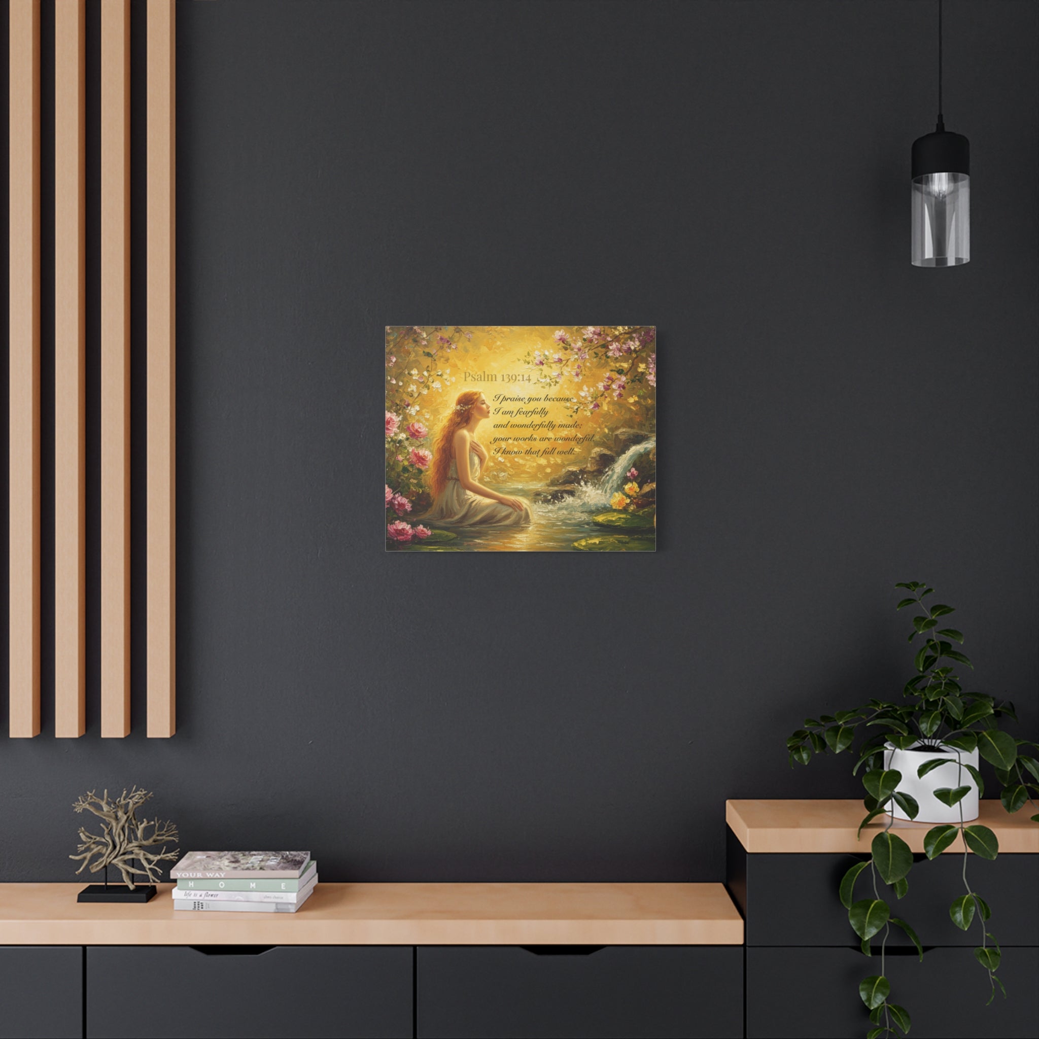 Inspirational Canvas Art Print, Psalm 139:14, Home Decor, Wall Art, Gift for Woman, Floral Painting