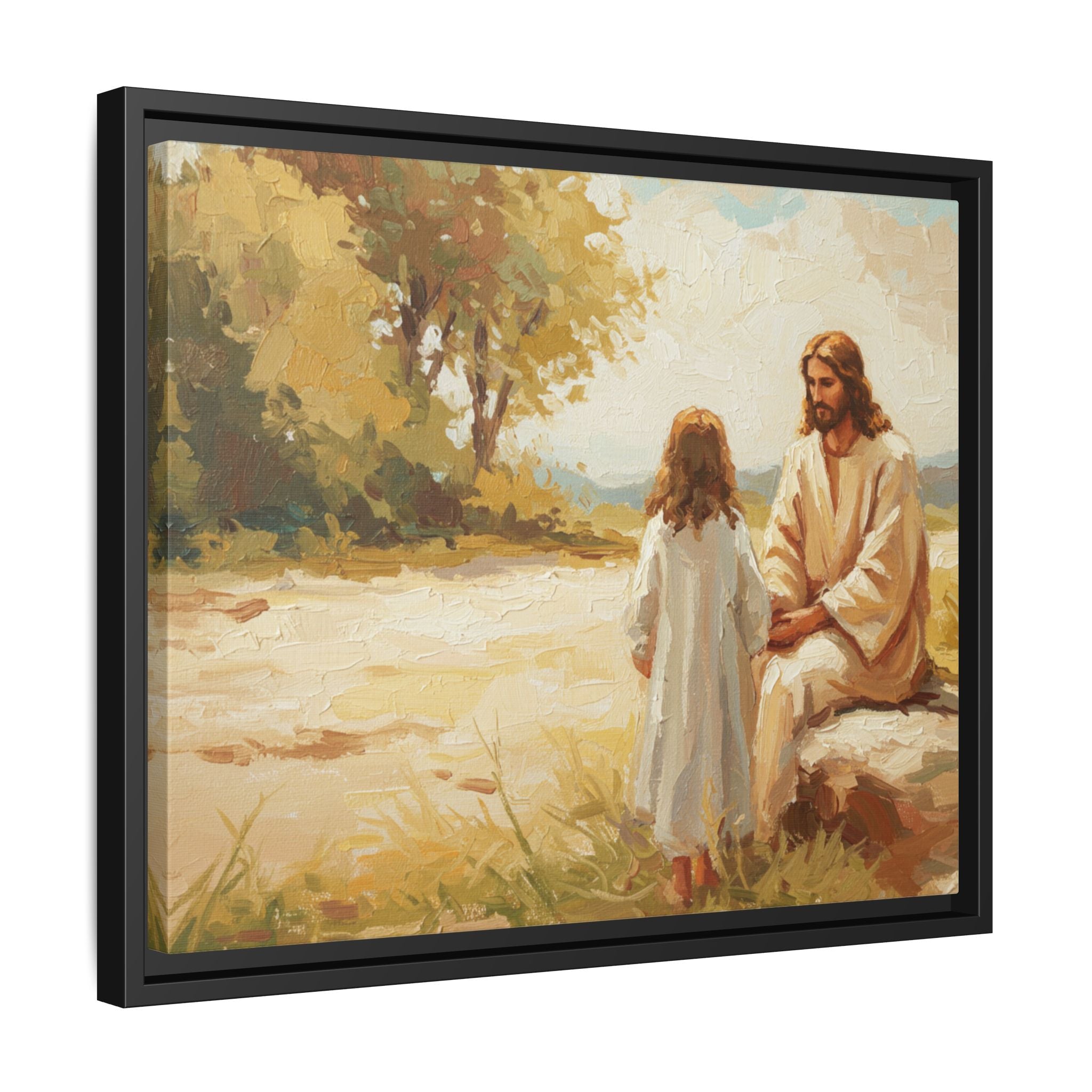 Spiritual Framed Canvas Art, Jesus and Child, Inspirational Home Decor, Religious Gift, Christian Wall Art, Faith Decor