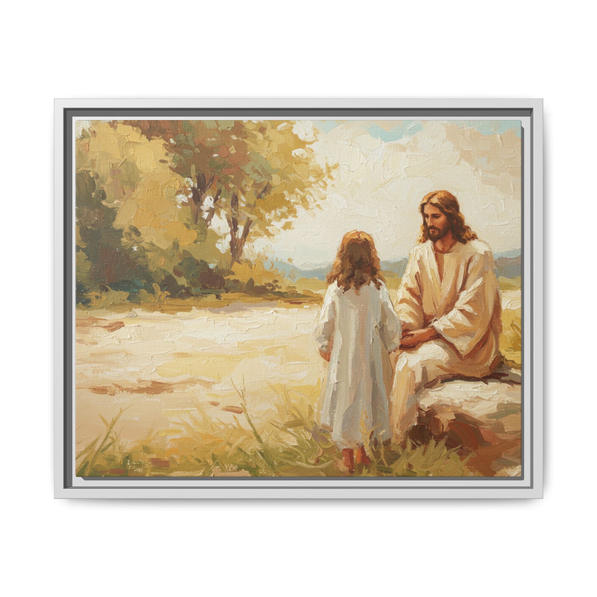 Spiritual Framed Canvas Art, Jesus and Child, Inspirational Home Decor, Religious Gift, Christian Wall Art, Faith Decor