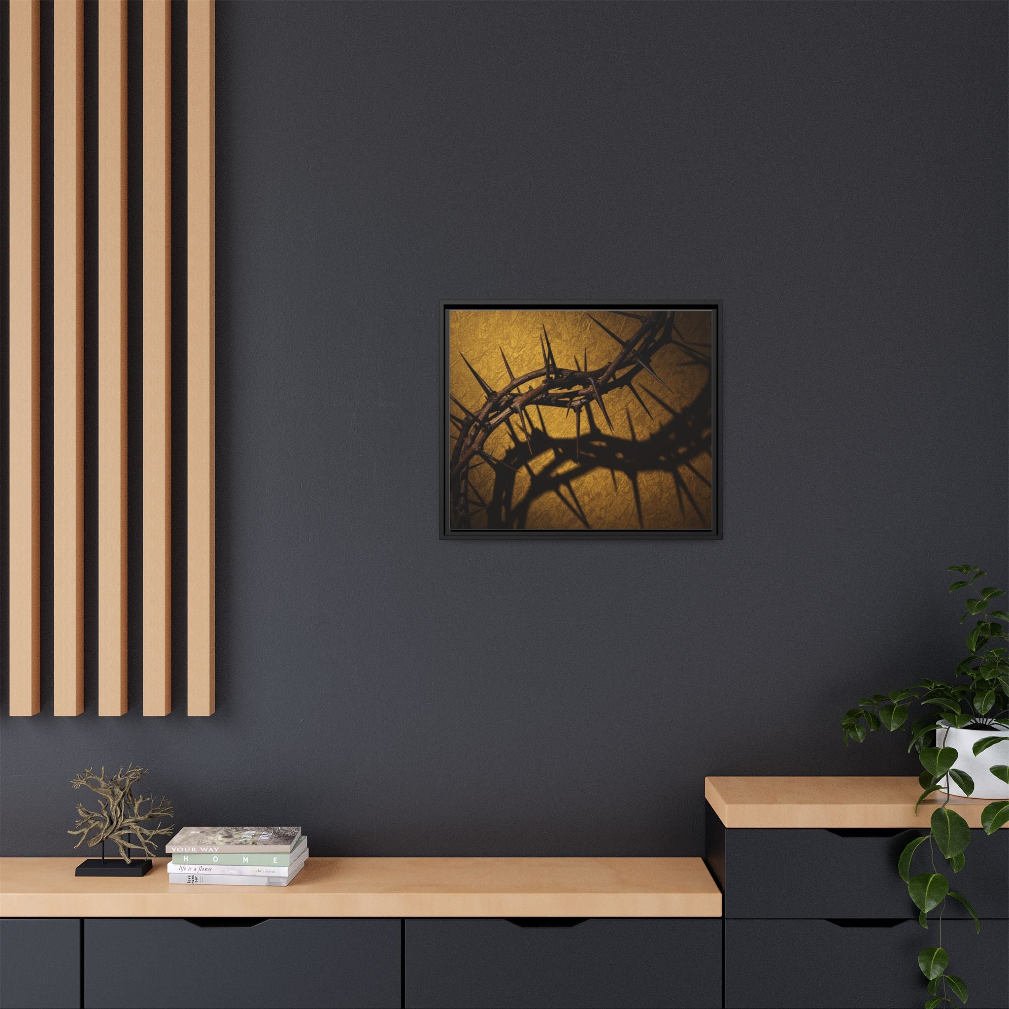 Crown of Thorns – Christian Wall Art, Symbol of Sacrifice and Faith,  Framed Matte Canvas Art - Religious Wall Decor, Unique Gift for Faith Lovers, Home Decoration.
